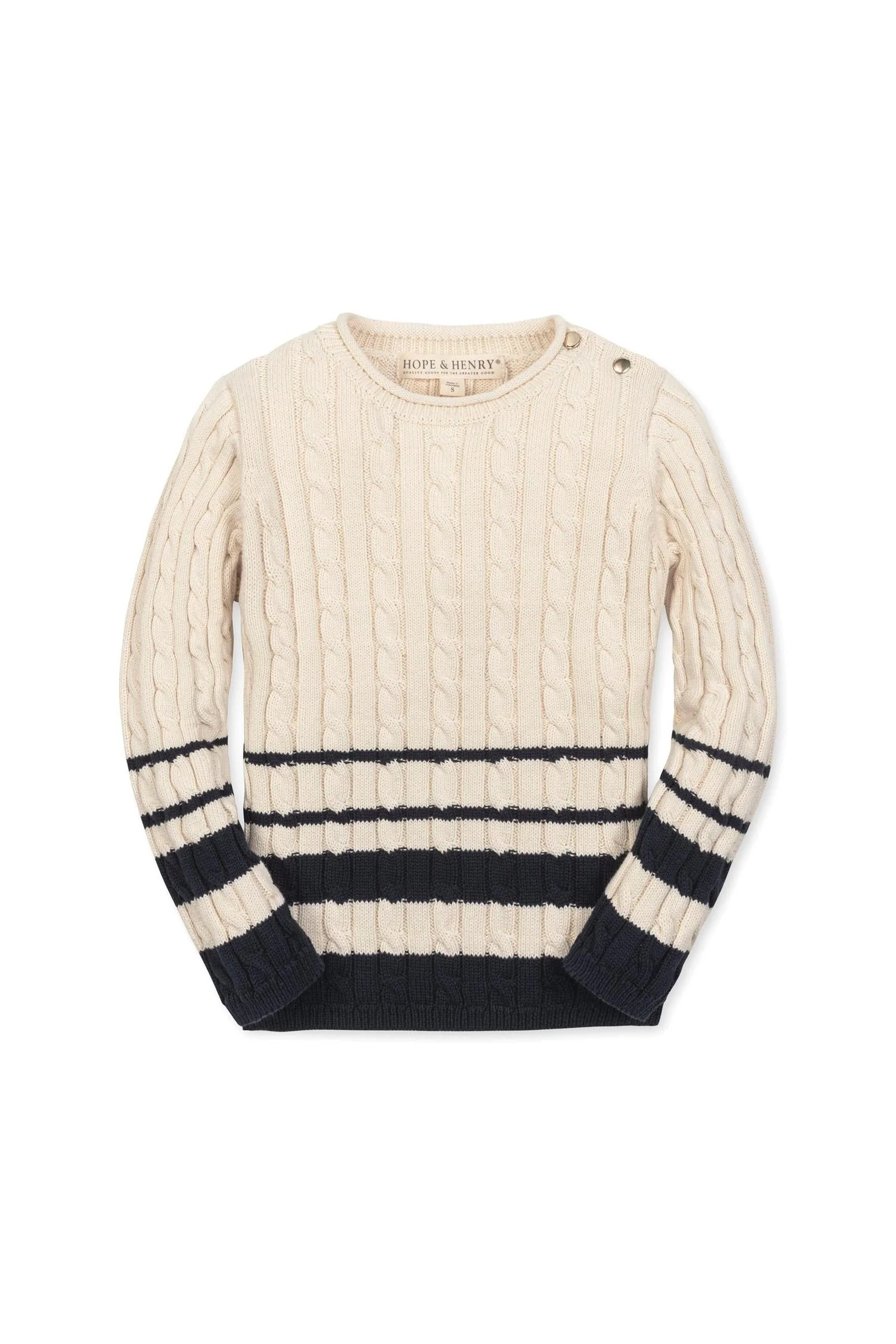 Hope & Henry Organic Cotton Roll Neck Sweater for Girls, Ivory, Toddler & Kids - Image 2
