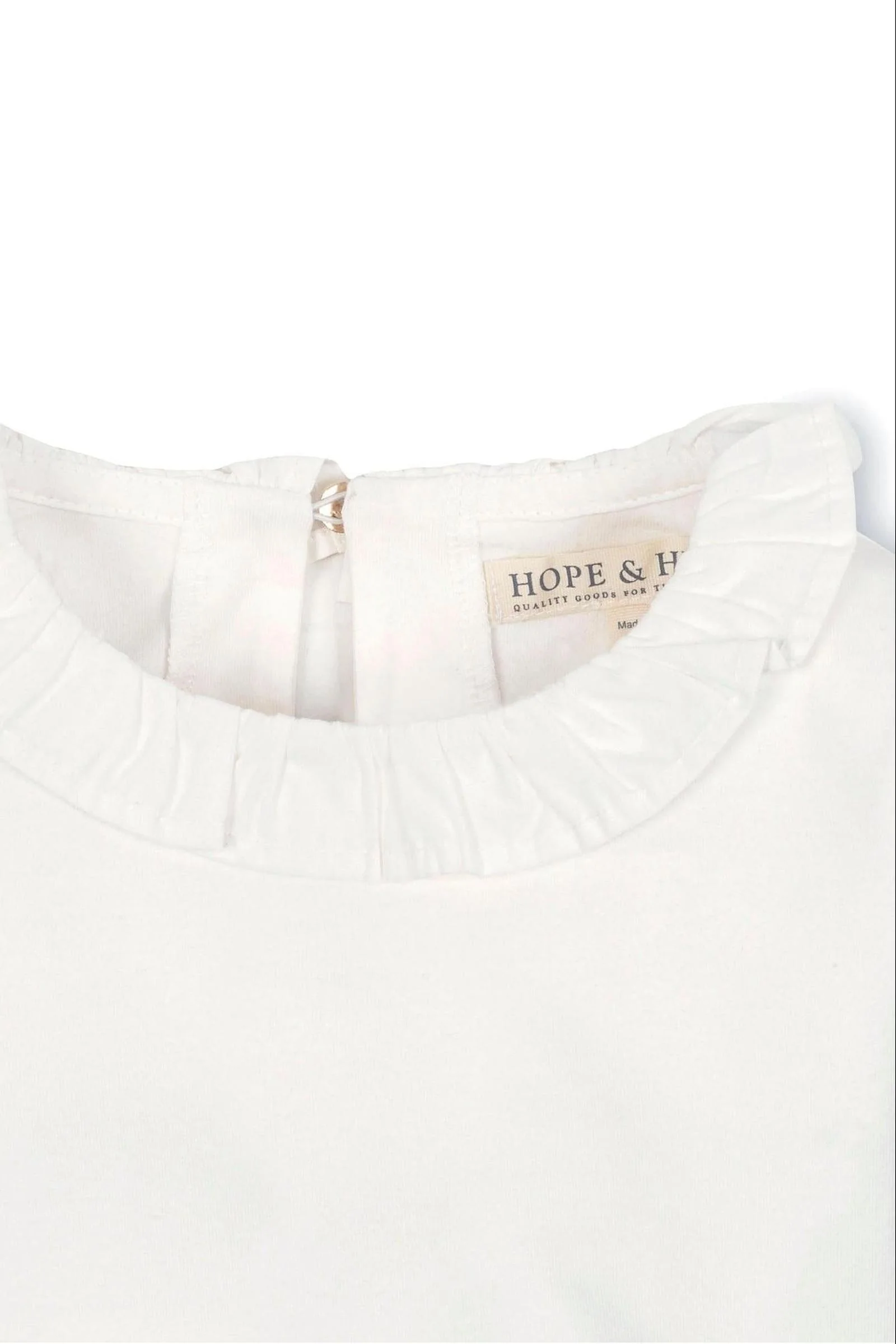 Hope & Henry Organic Cotton Ruffle Collar Knit Top for Girls, White, Toddler & Kids - Image 3
