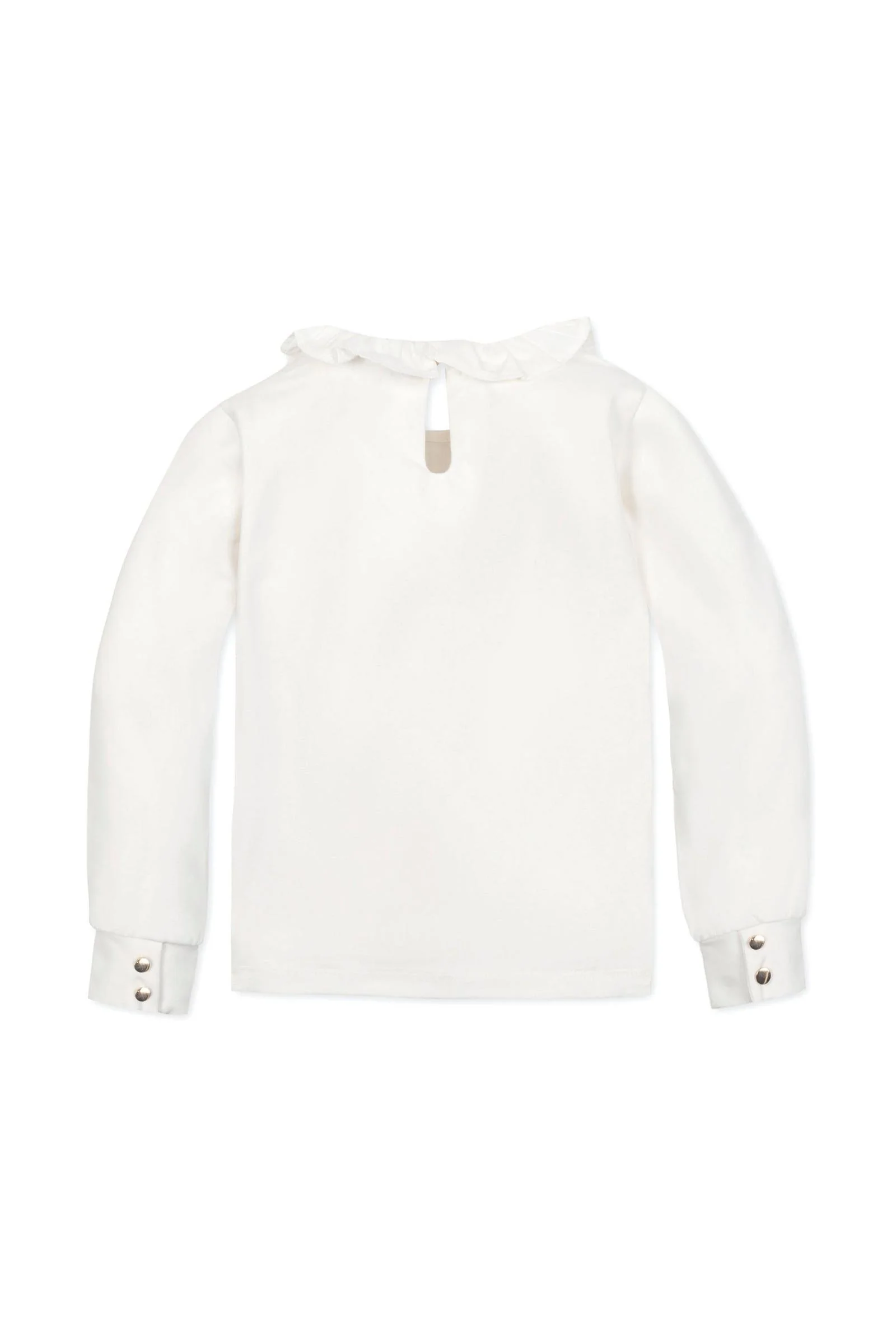 Hope & Henry Organic Cotton Ruffle Collar Knit Top for Girls, White, Toddler & Kids - Image 4