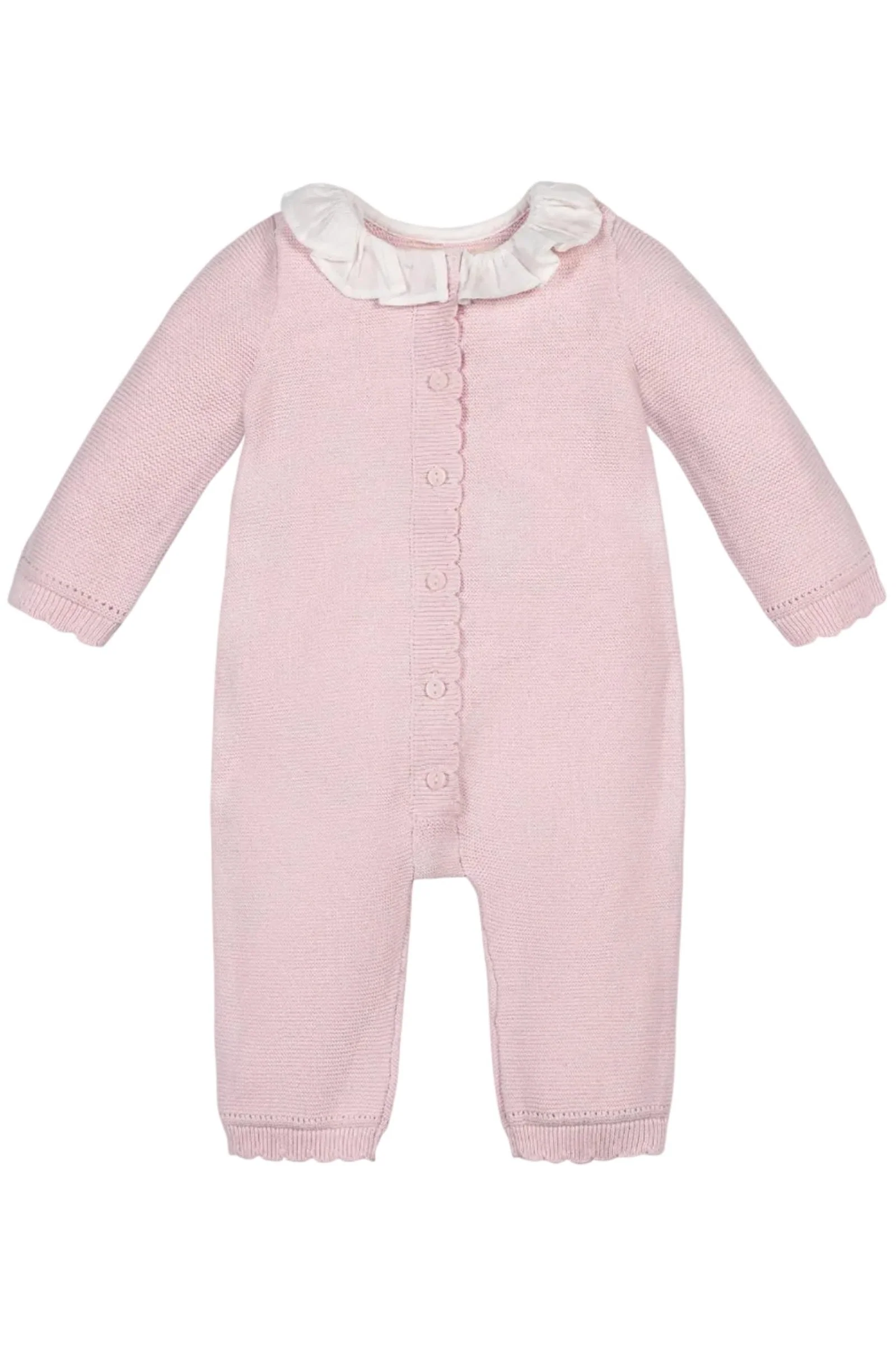 Organic Cotton Ruffle Collar Sweater Romper, Pale Pink, Baby - Image 2