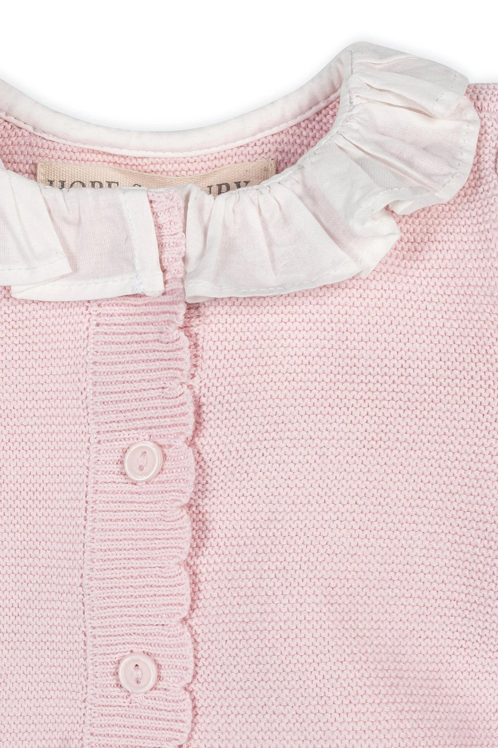 Organic Cotton Ruffle Collar Sweater Romper, Pale Pink, Baby - Image 3