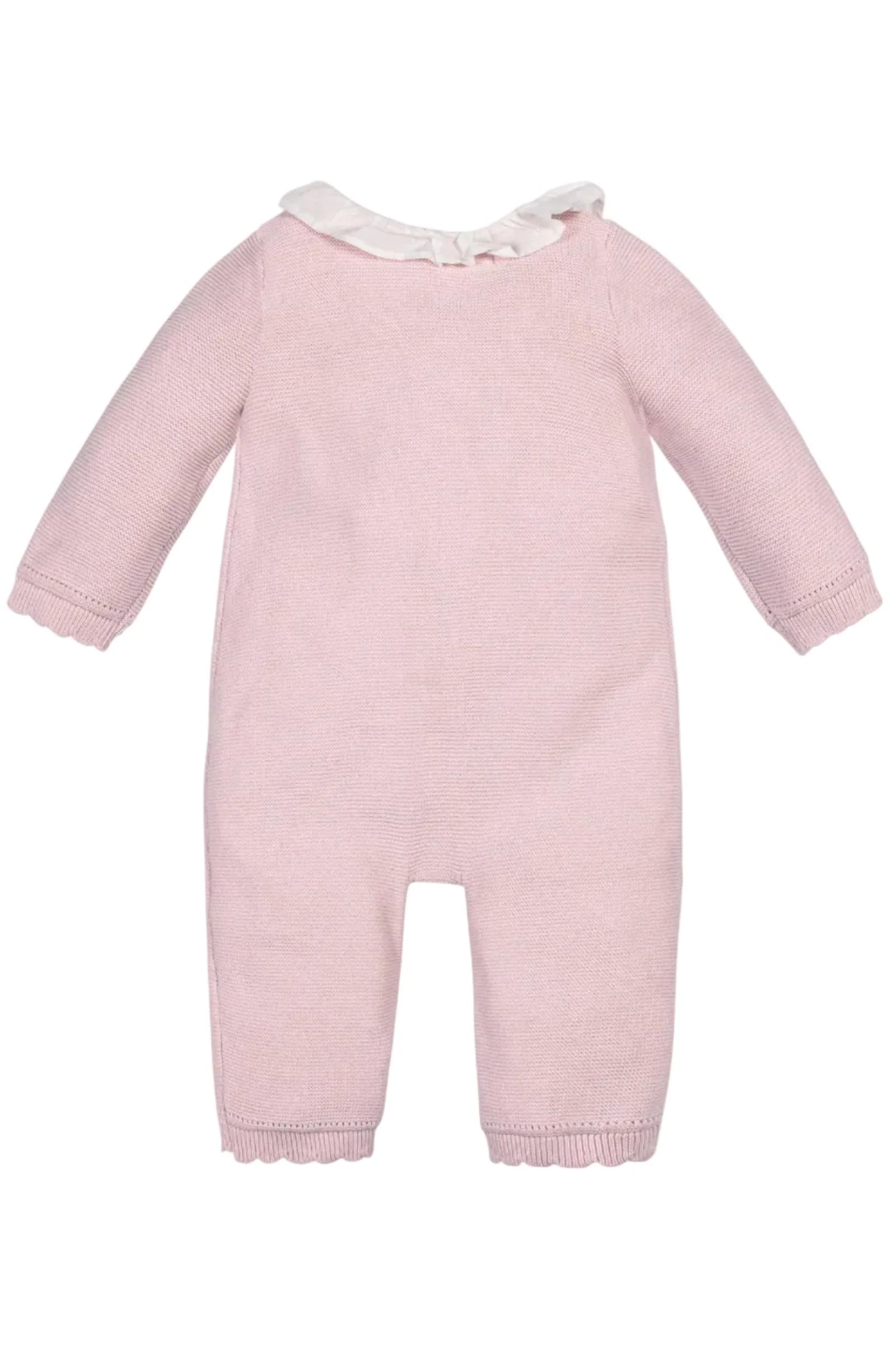 Organic Cotton Ruffle Collar Sweater Romper, Pale Pink, Baby - Image 4