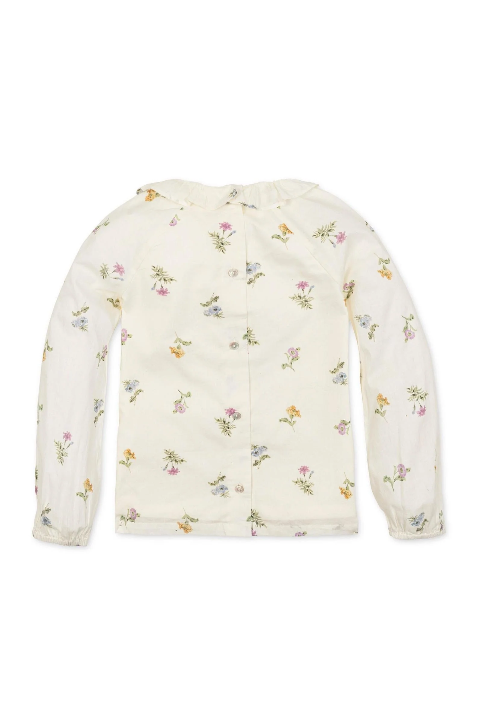 Hope & Henry Organic Cotton Ruffle Collar Top For Girls, Ivory Floral, Toddler & Kids - Image 4