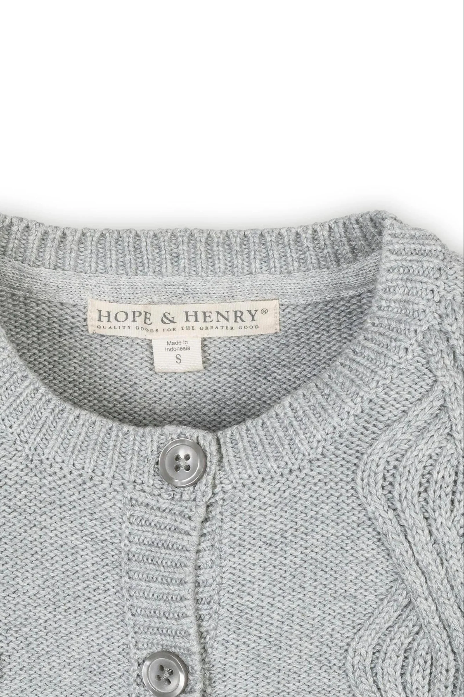 Hope & Henry Organic Cotton Ruffle Cuff Cable Cardigan for Girls, Gray, Toddlers & Kids - Image 4