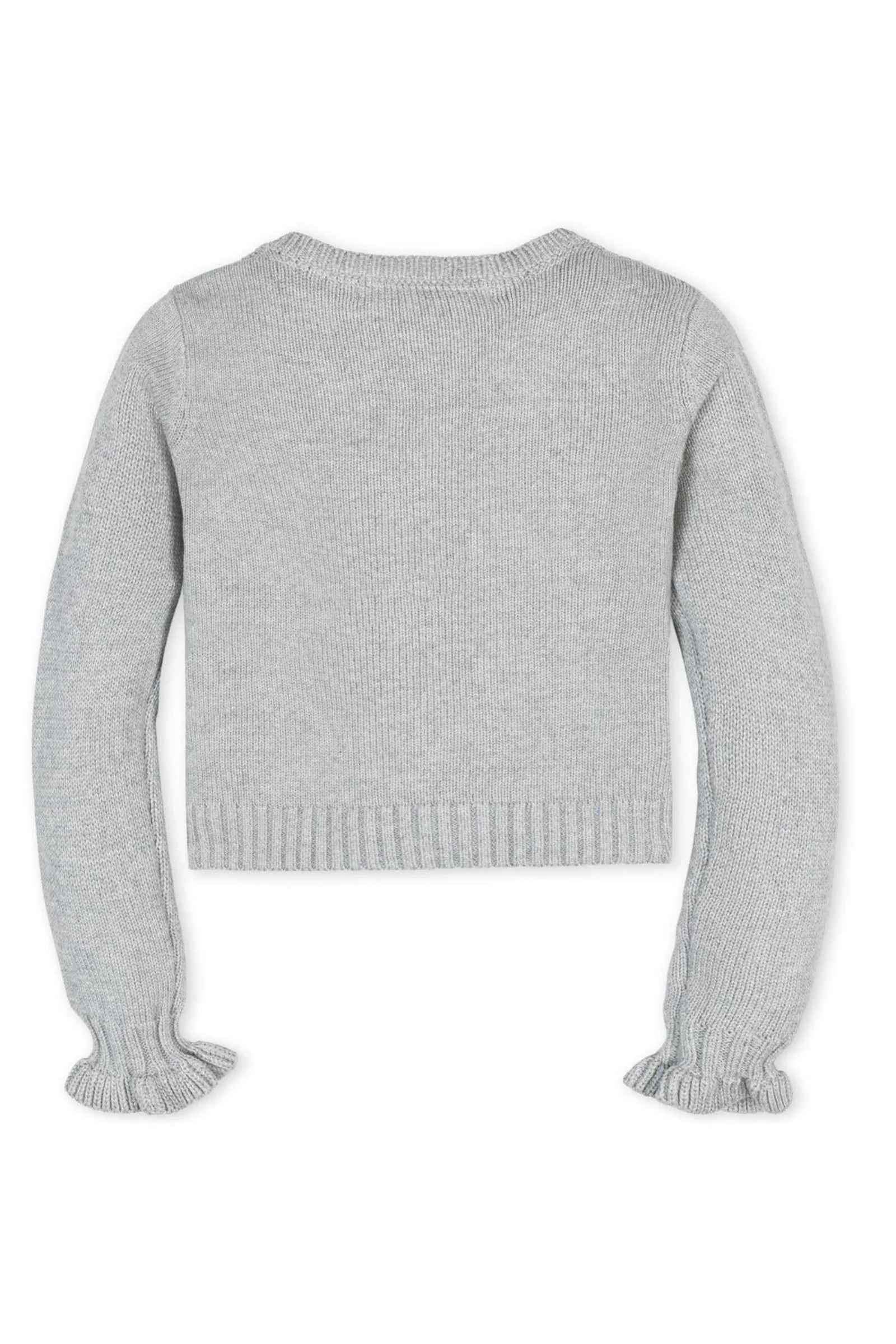 Hope & Henry Organic Cotton Ruffle Cuff Cable Cardigan for Girls, Gray, Toddlers & Kids - Image 5