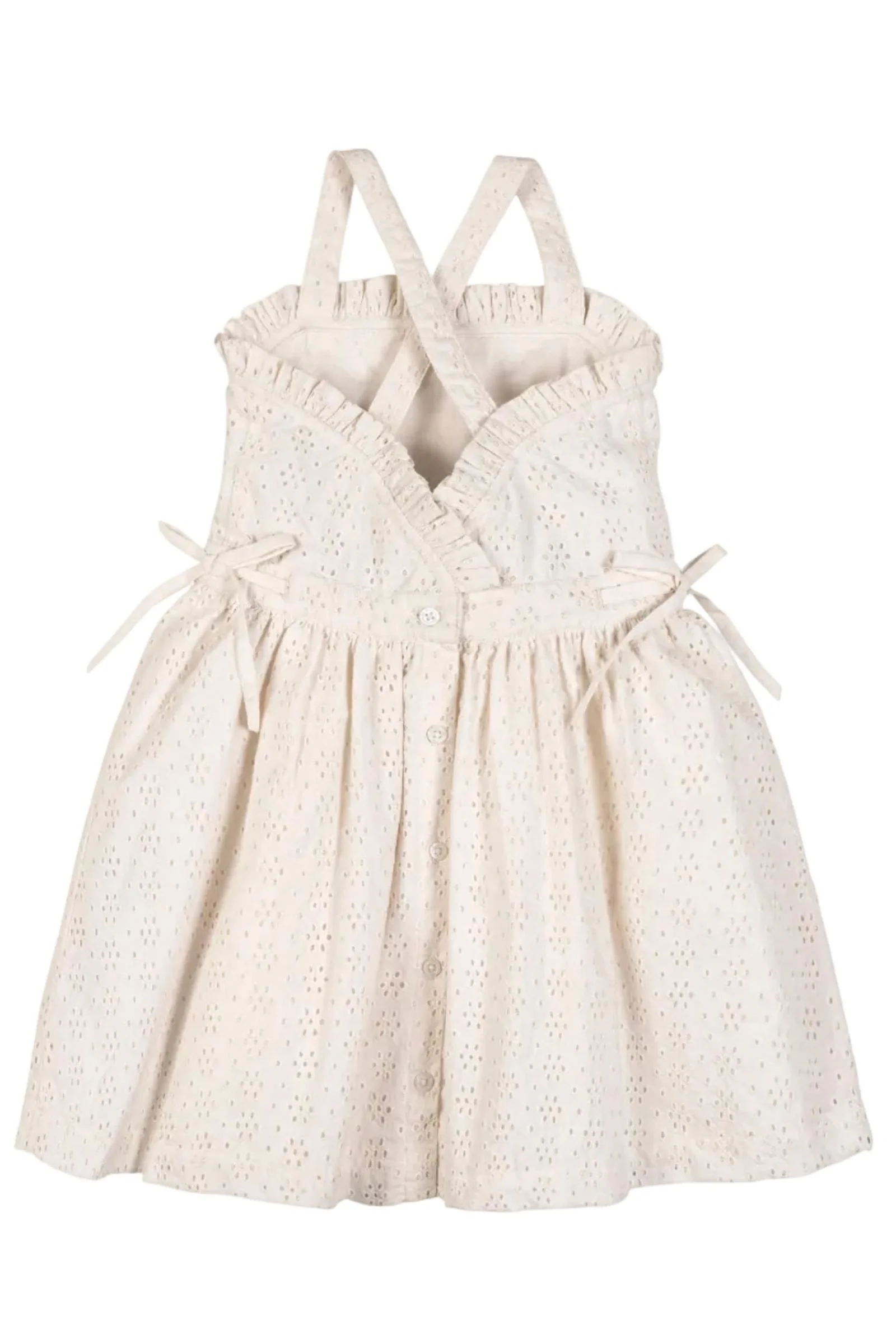 Organic Cotton Ruffle Edge Eyelet Dress, Natural, Sizes 2T-12 - Image 5