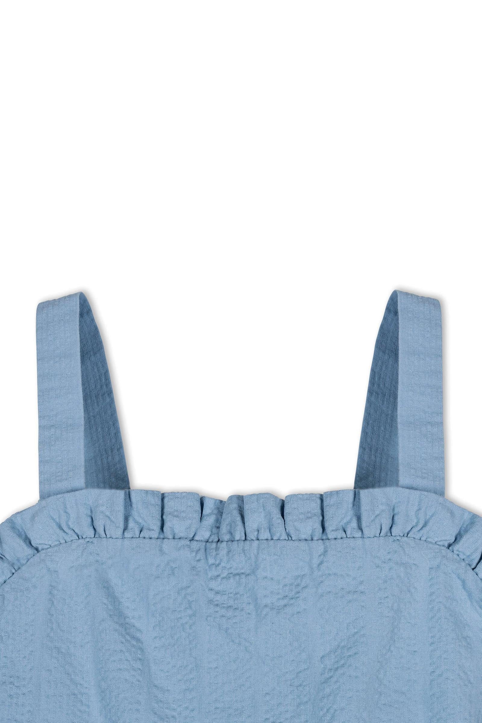 Organic Cotton Ruffle Edge Seersucker Dress, Bluebell, Sizes 2T-12 - Image 4