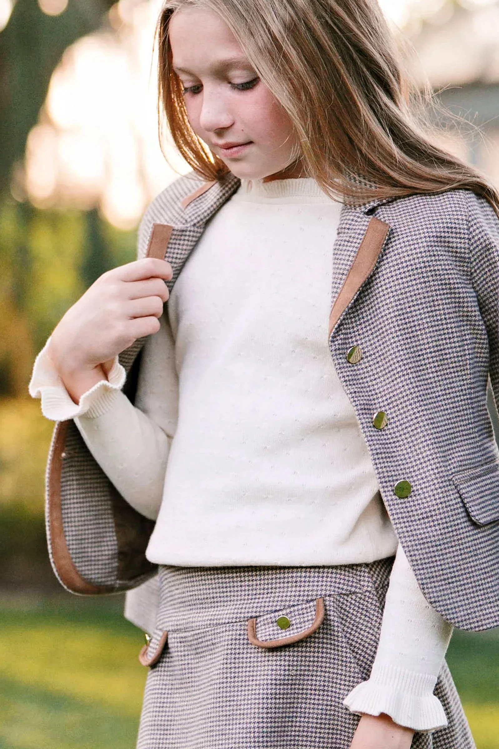 Hope & Henry Organic Cotton Ruffle Edge Sweater, Ivory, Toddler & Kids
