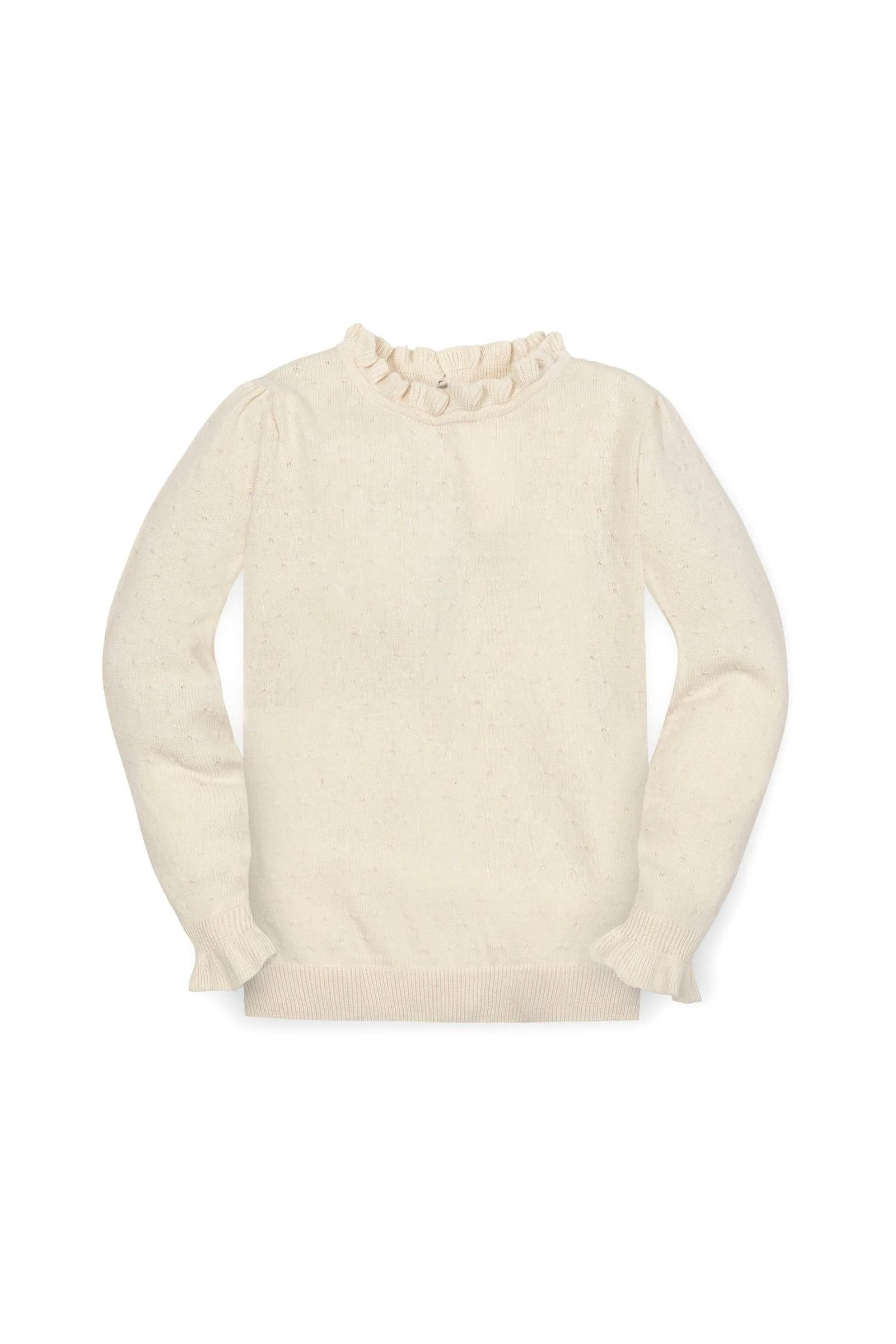 Hope & Henry Organic Cotton Ruffle Edge Sweater, Ivory, Toddler & Kids - Image 2