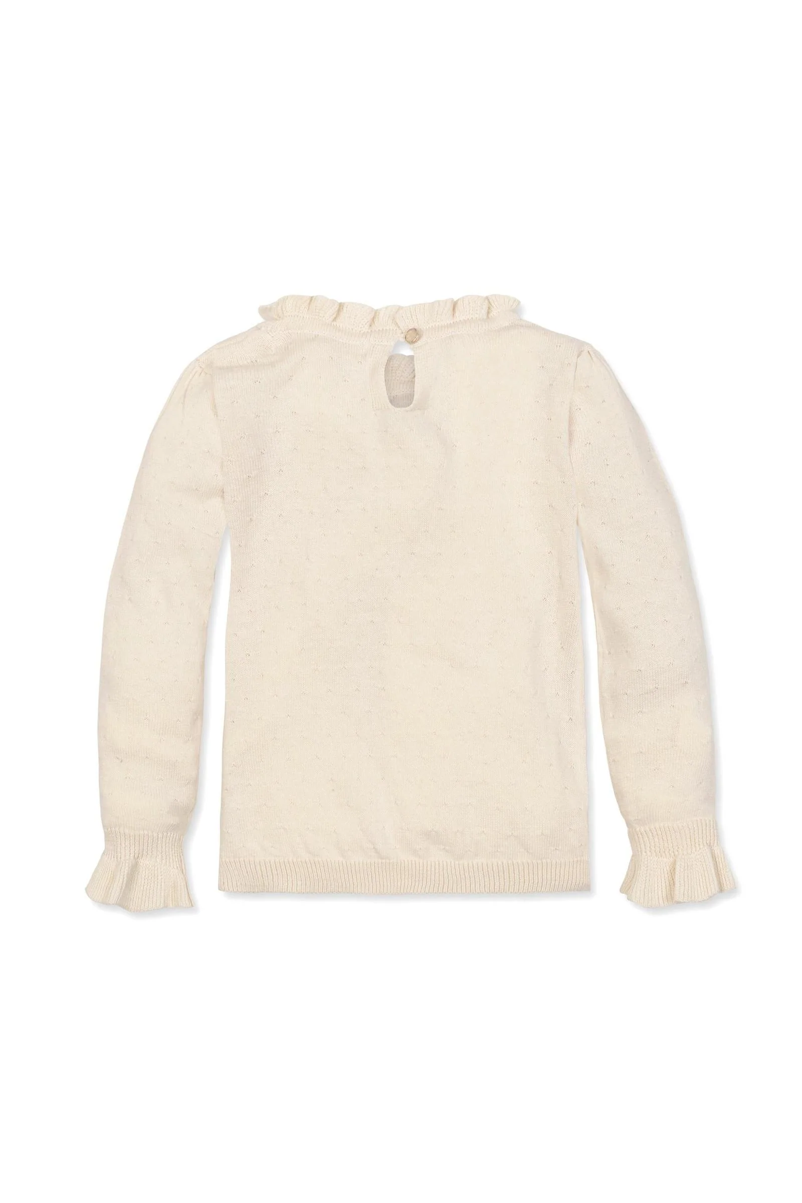 Hope & Henry Organic Cotton Ruffle Edge Sweater, Ivory, Toddler & Kids - Image 4