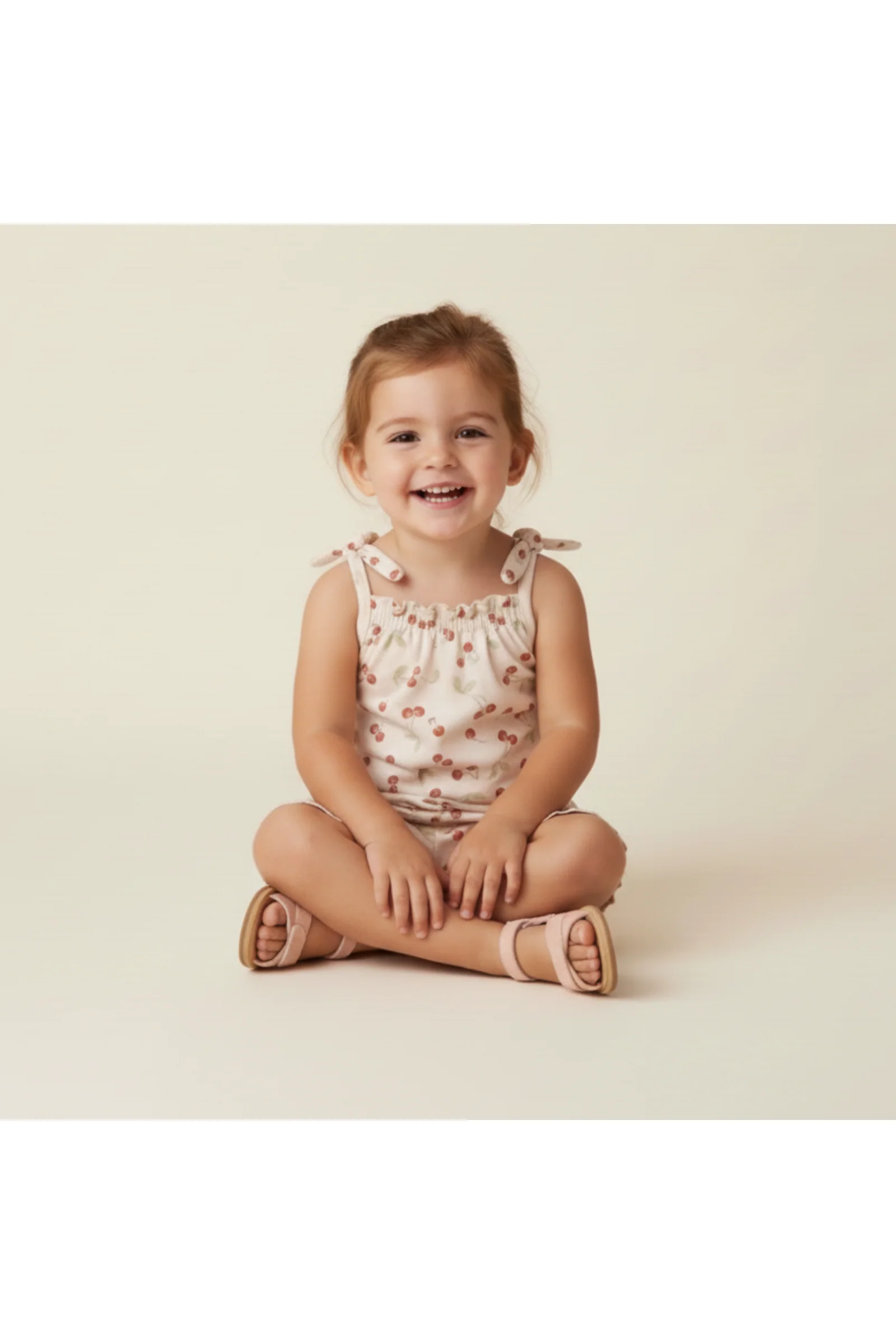 Organic Ruffle Jumpsuit - Cherry - Image 4