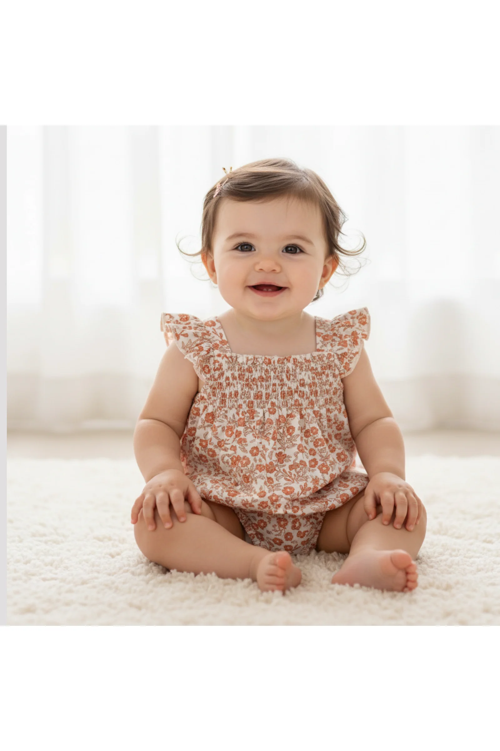 Organic Ruffle Sleeve Bubble Romper - Sienna