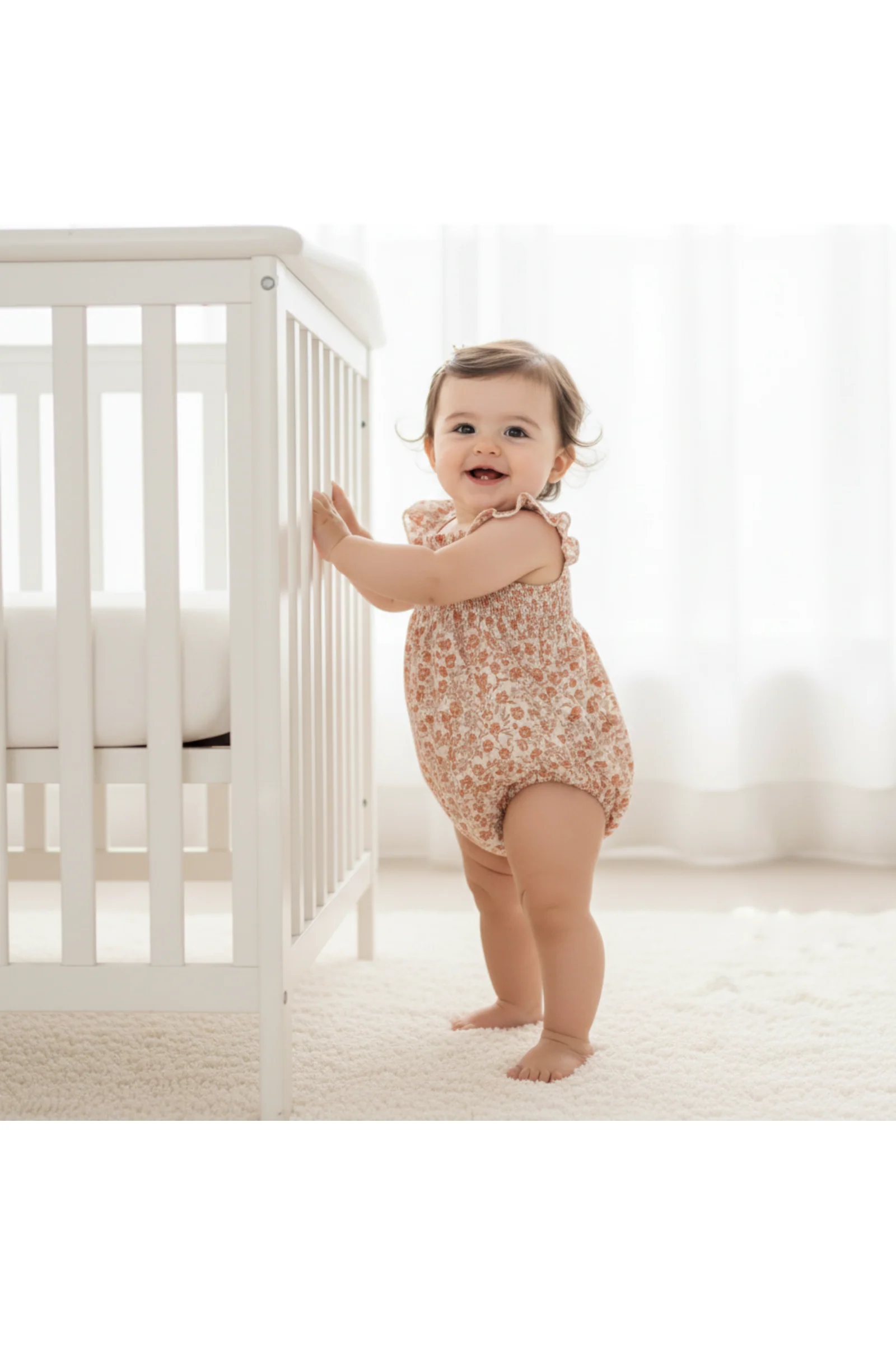 Organic Ruffle Sleeve Bubble Romper - Sienna - Image 3