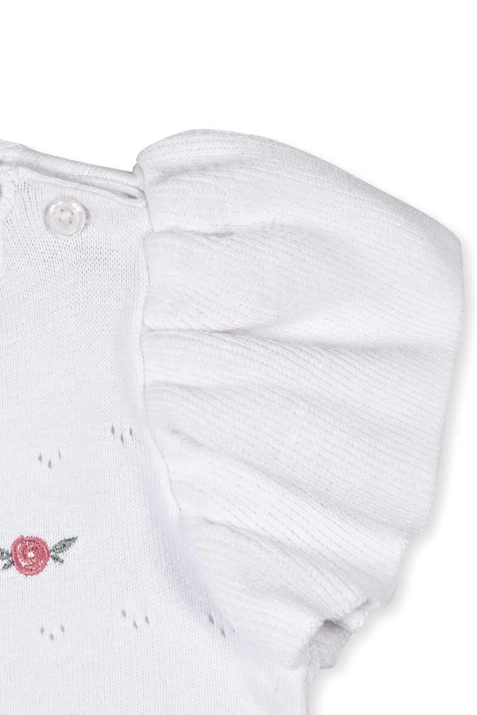Hope & Henry Organic Cotton Ruffle Sleeve Pointelle Sweater for Girls, White, Sizes 2T-12 - Image 3