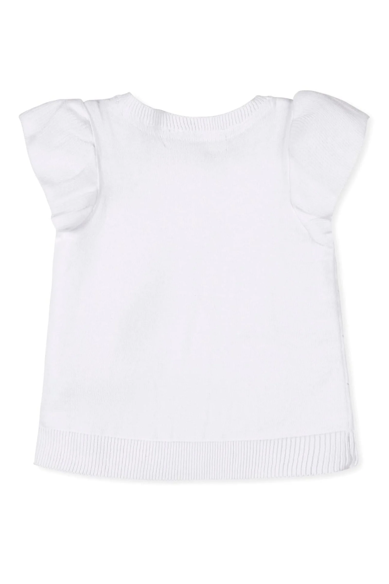 Hope & Henry Organic Cotton Ruffle Sleeve Pointelle Sweater for Girls, White, Sizes 2T-12 - Image 4