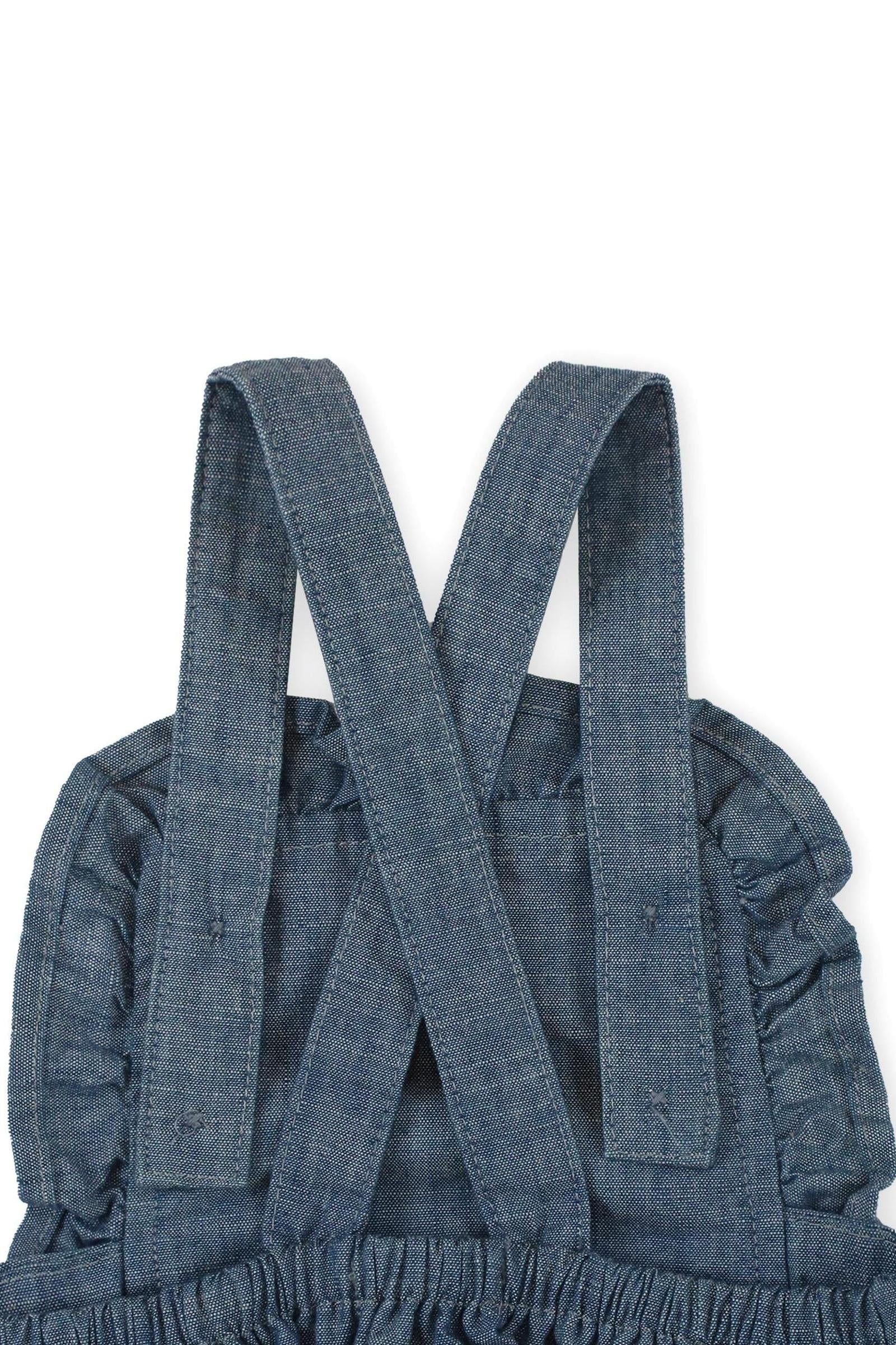 Hope & Henry Organic Cotton Ruffle Sunsuit for Girls, Blue Chambray Solid, Baby - Image 4