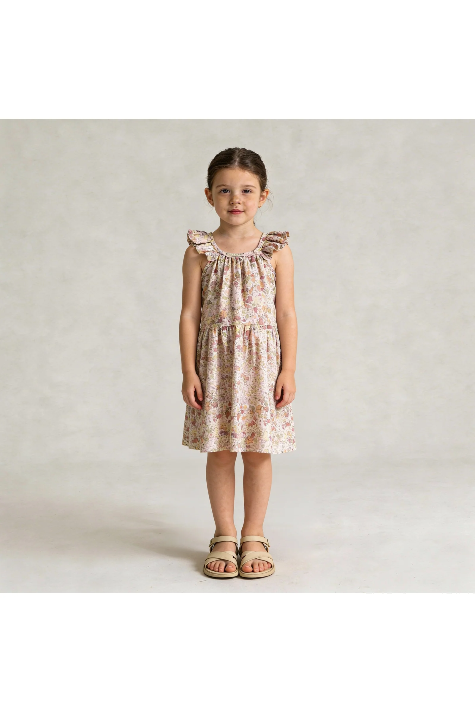 Organic Ruffle Tiered Dress - Pastel Bloom - Image 3