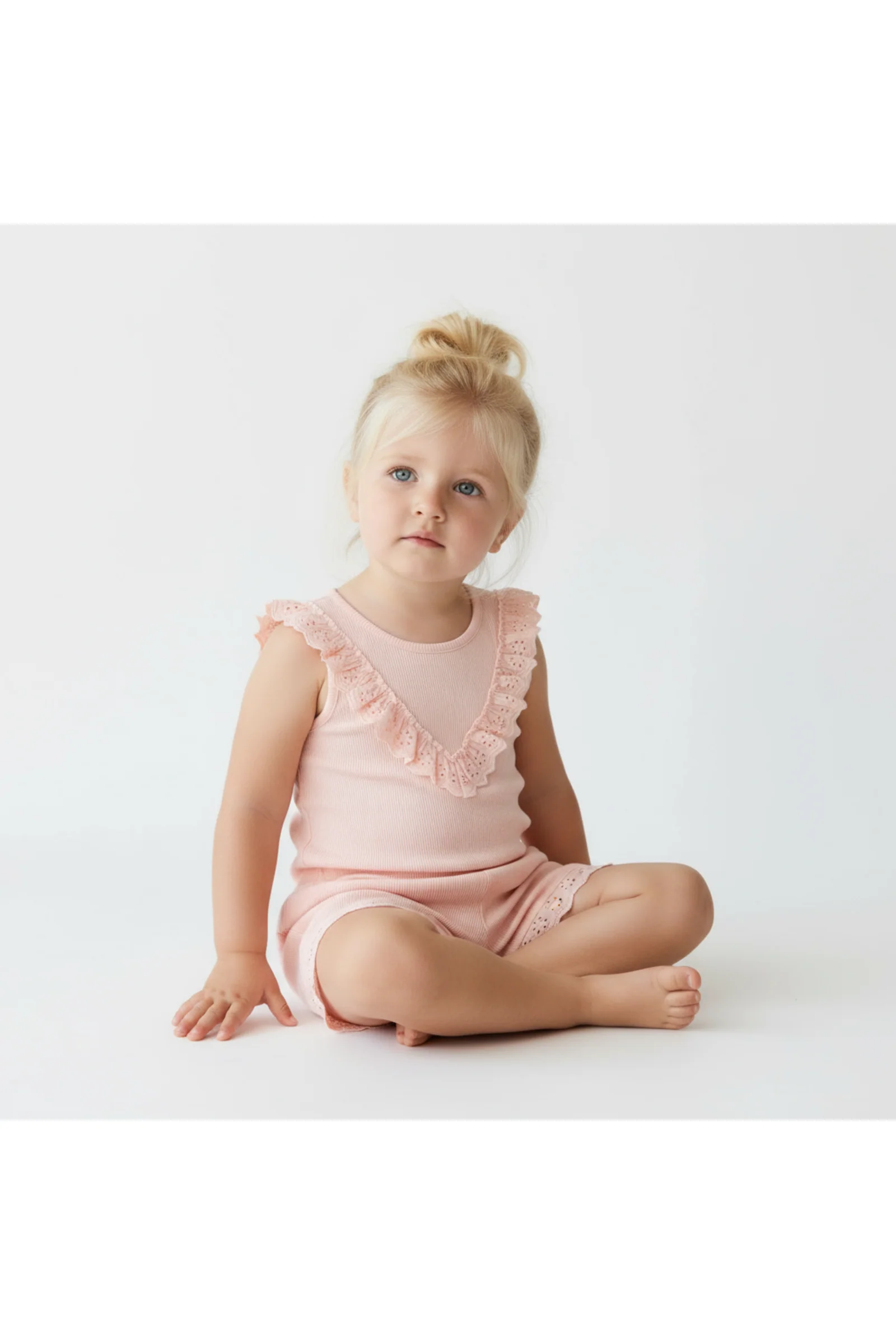 Organic Ruffle Top & Shorts Set - Blush - Image 3