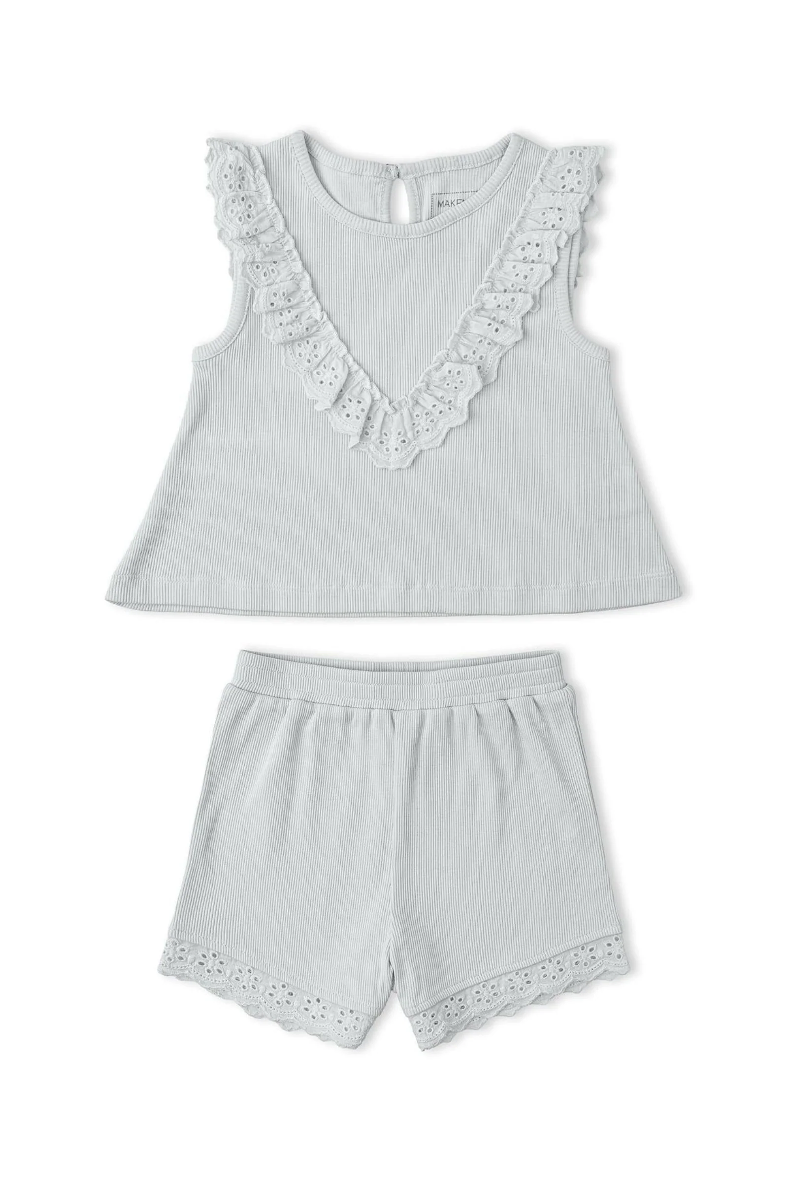 Organic Ruffle Top & Shorts Set - Fog - Image 2