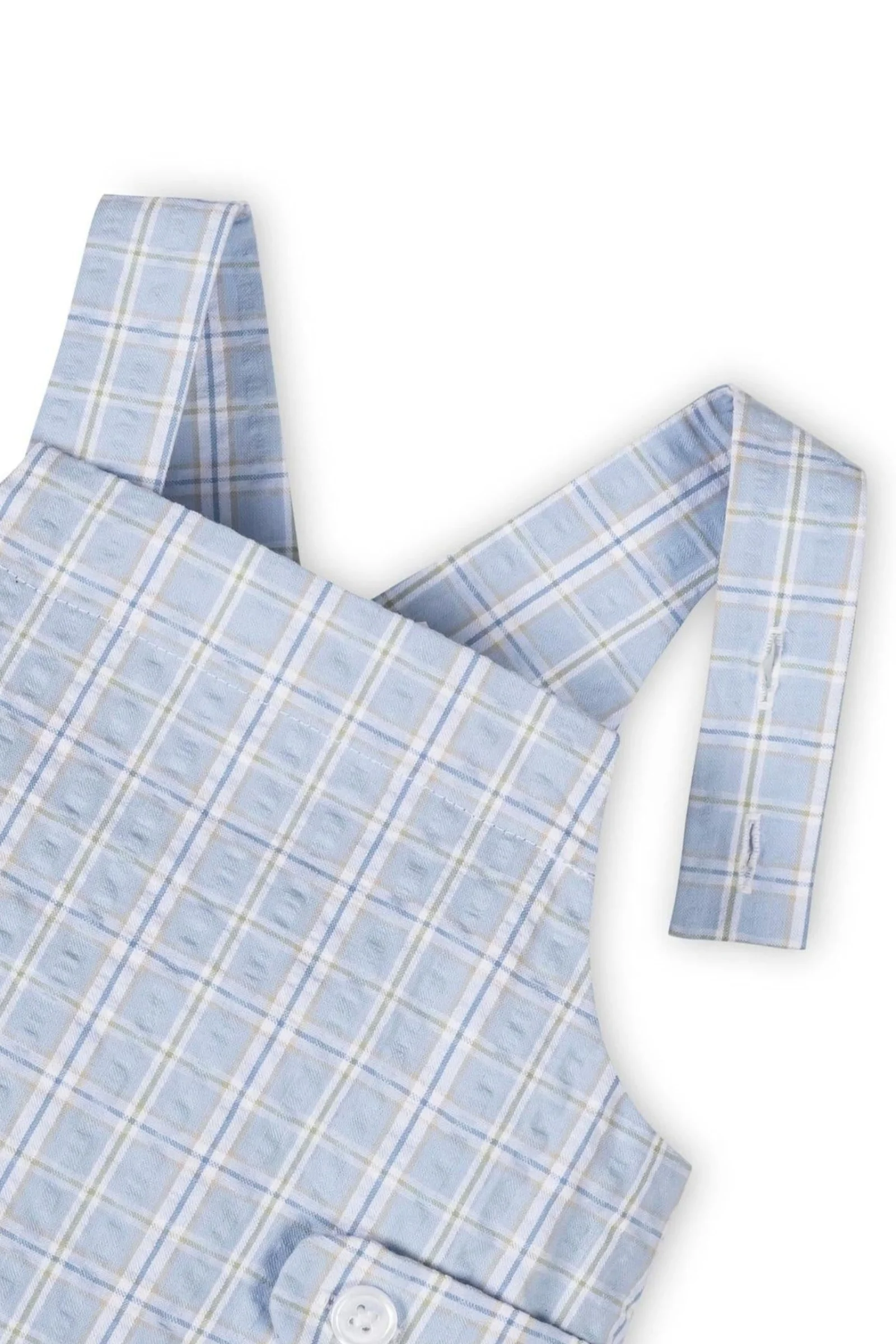 Hope & Henry Organic Cotton Seersucker Overall Romper for Boys, Blue, Baby - Image 3