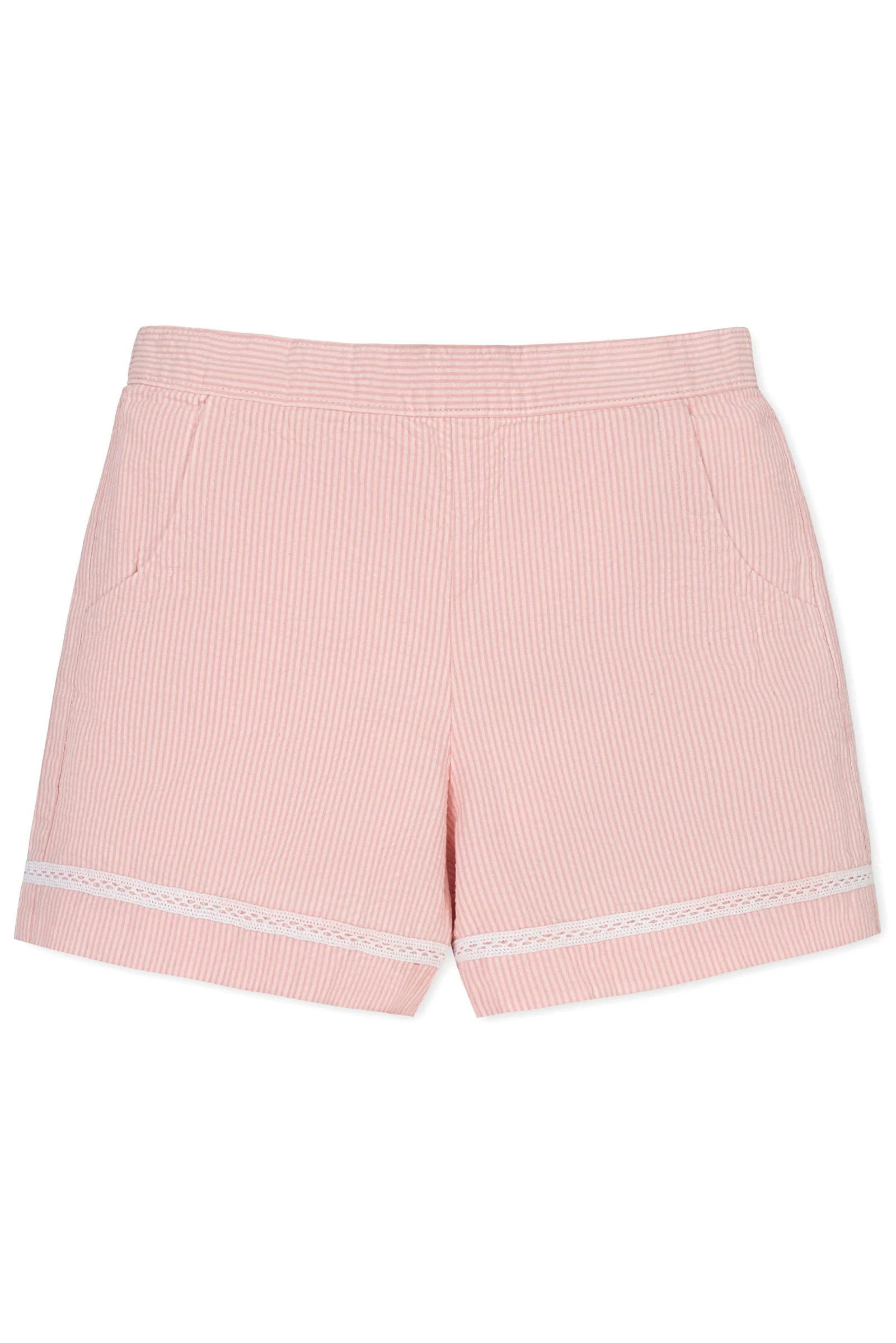 Hope & Henry Rose Organic Cotton Seersucker Pull-On Shorts for Girls, Sizes 2T-12 - Image 2