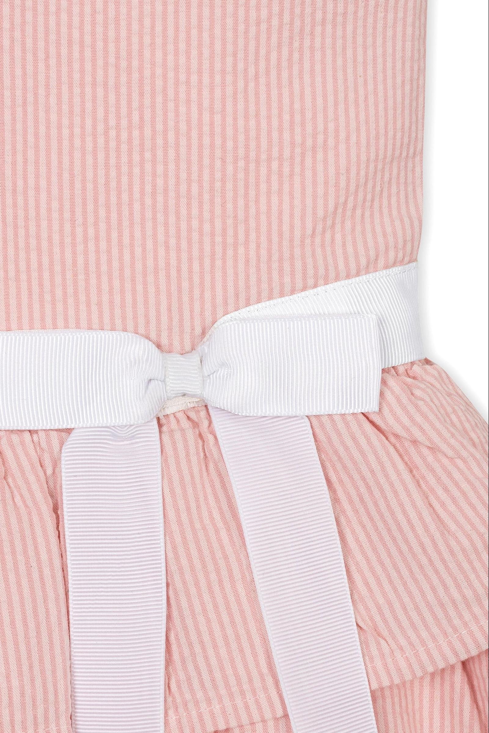 Hope & Henry Organic Cotton Seersucker Ruffle Sleeve Peplum Dress for Girls, Rose, Sizes 2T-12 - Image 4