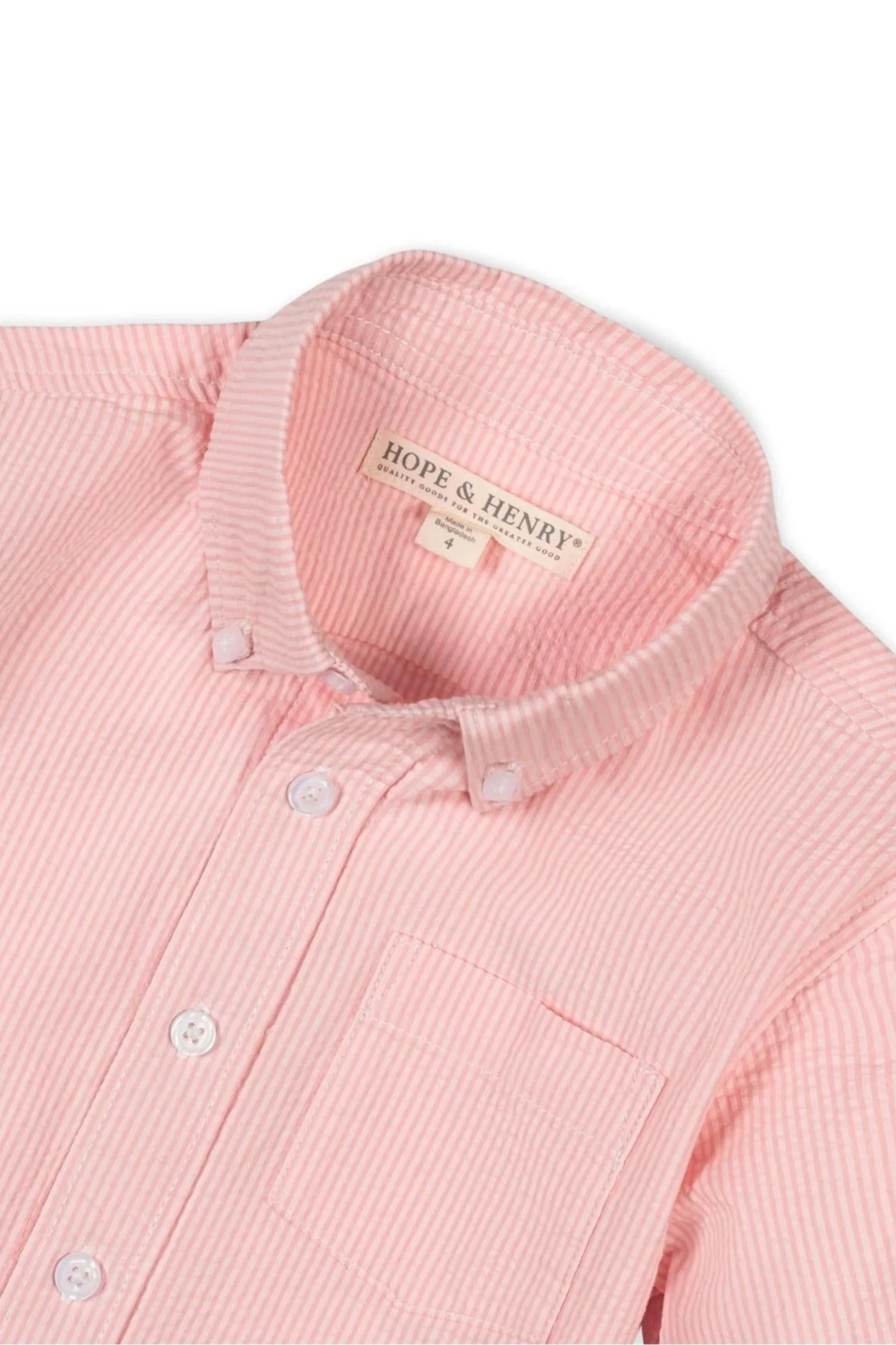 Hope & Henry Organic Cotton Seersucker Shirt for Boys, Rose, Sizes 2T-18 - Image 4