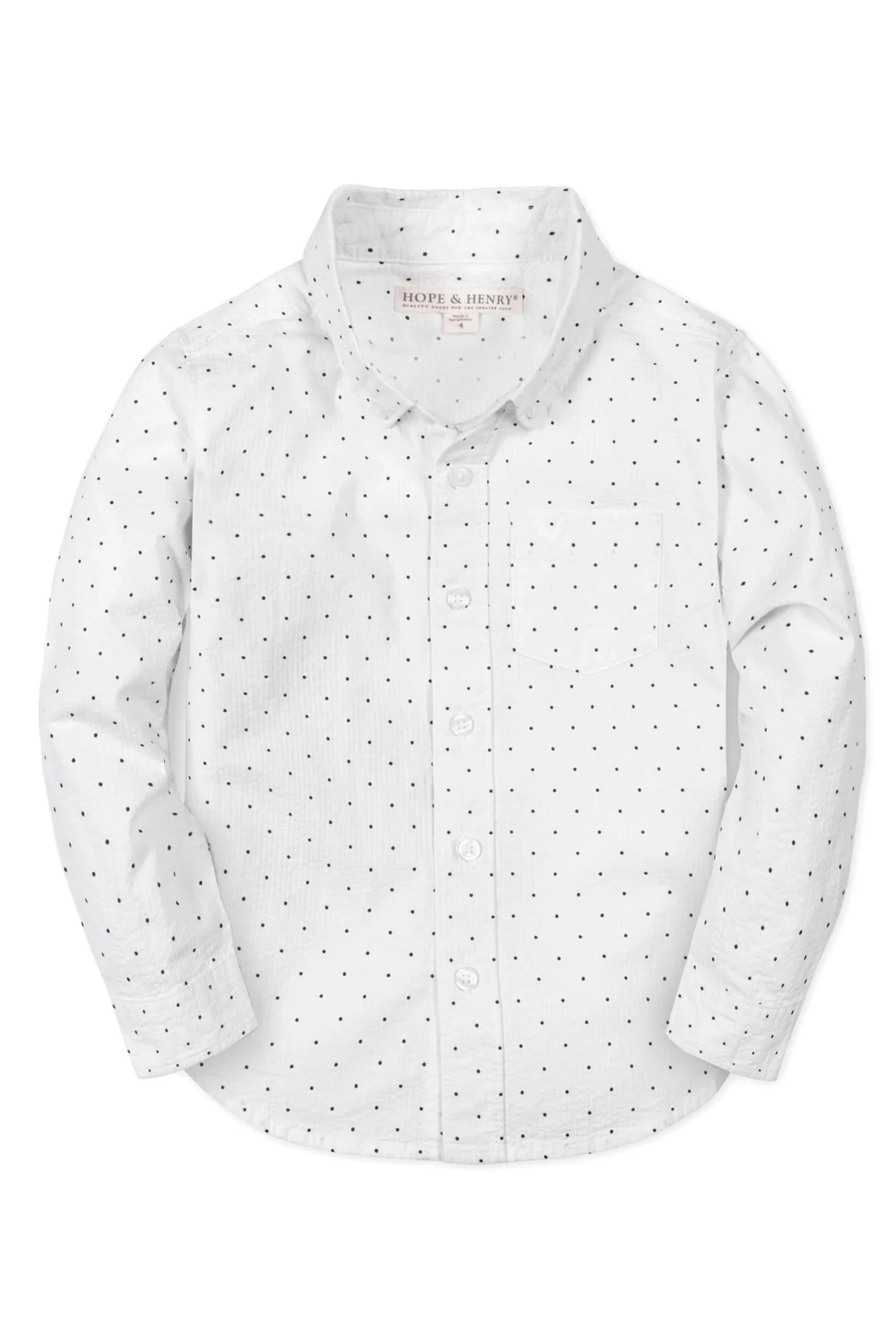 Hope & Henry Organic Cotton Delft Dot Seersucker Shirt for Boys, Sizes 2T-18 - Image 2