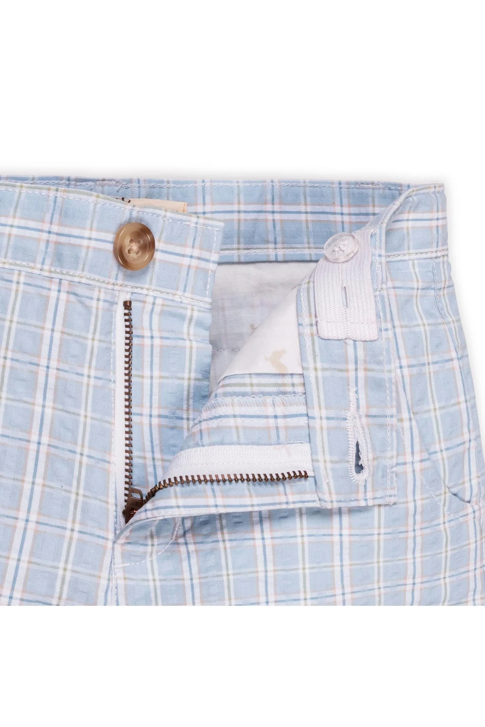 Hope & Henry Organic Cotton Seersucker Shorts for Boys, Blue Chateau Check, Sizes 2T-12 - Image 3