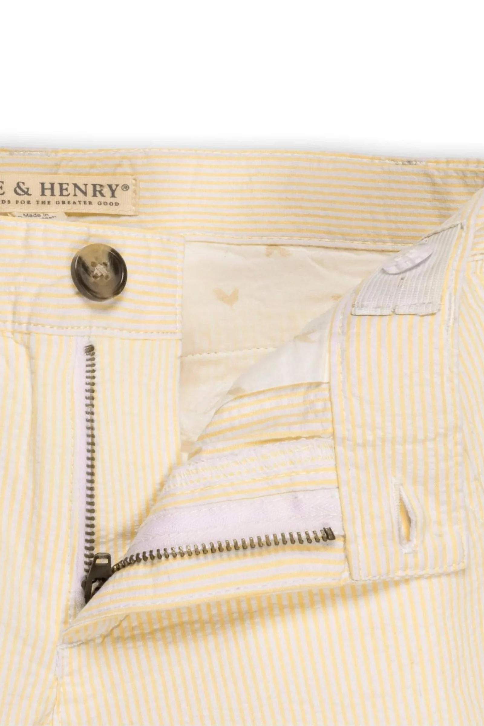 Hope & Henry Organic Cotton Seersucker Shorts for Boys, Yellow, Toddler & Kids - Image 3