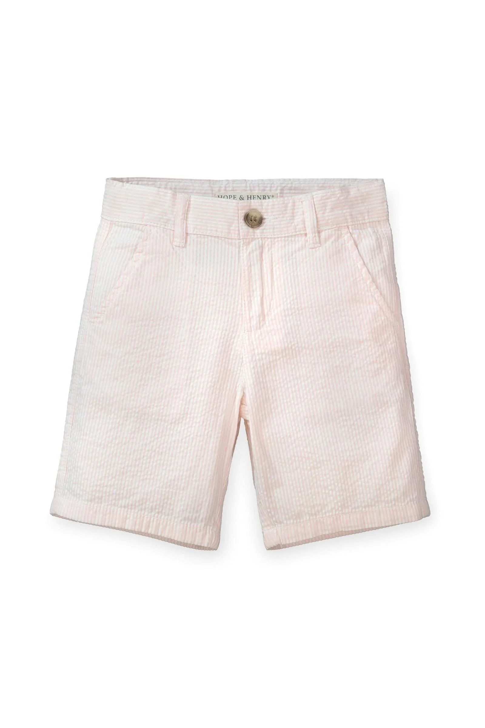 Hope & Henry Organic Cotton Seersucker Boy Shorts Classic, Pink, Toddler & Kids - Image 2