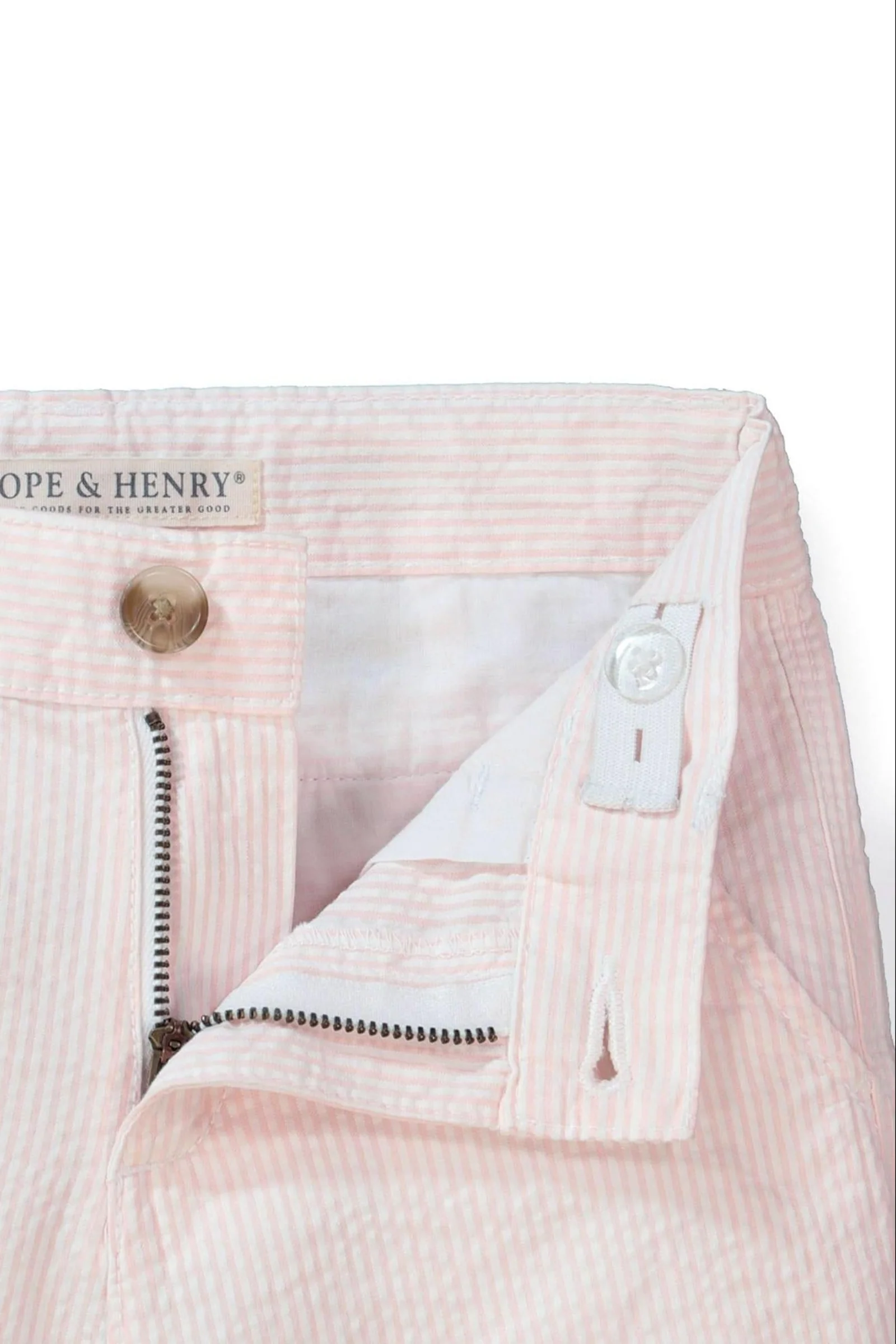Hope & Henry Organic Cotton Seersucker Boy Shorts Classic, Pink, Toddler & Kids - Image 3