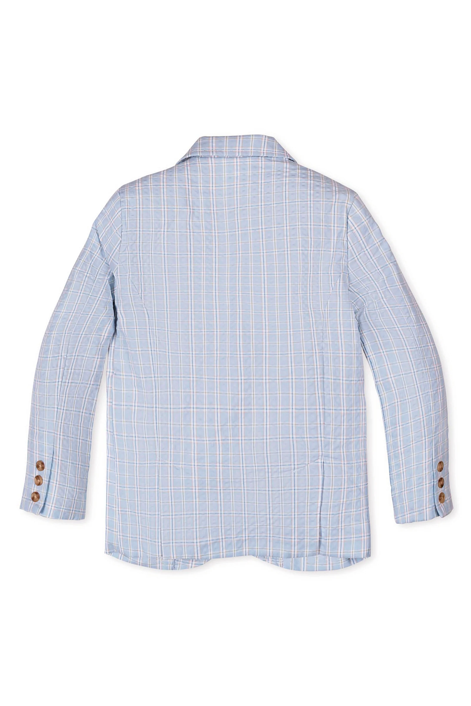 Hope & Henry Organic Cotton Seersucker Suit Jacket for Boys, Blue Chateau Check, Sizes 2T-12 - Image 4