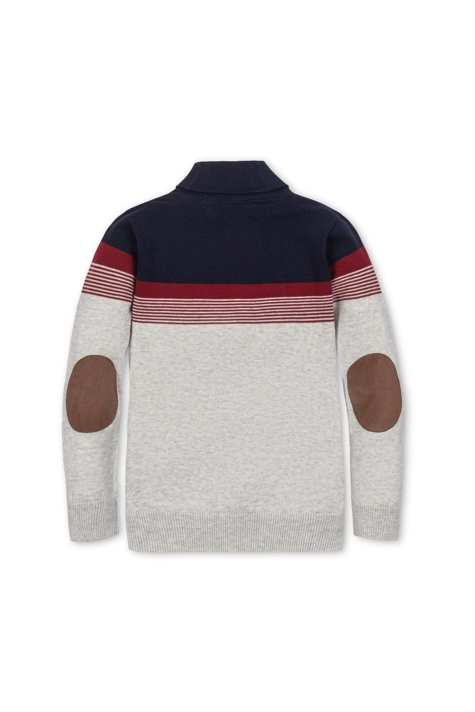 Hope & Henry Organic Cotton Shawl Collar Sweater for Boys, Navy & Light Gray Stripe, Sizes 2-16 - Image 4