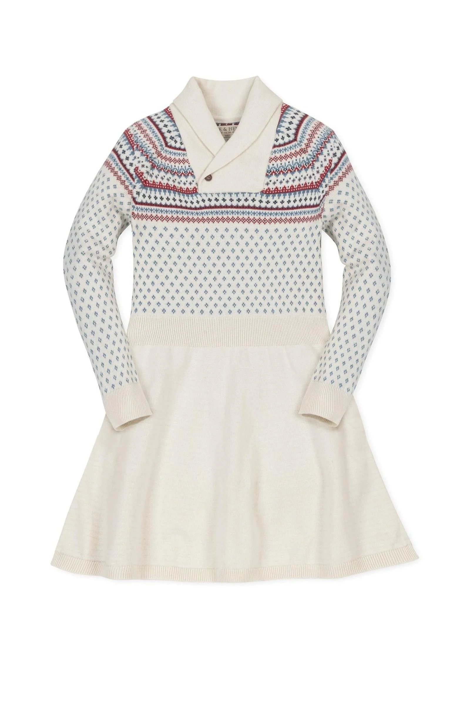 Hope & Henry Organic Cotton Shawl Collar Sweater Dress, Ivory, Toddler & Kids - Image 2