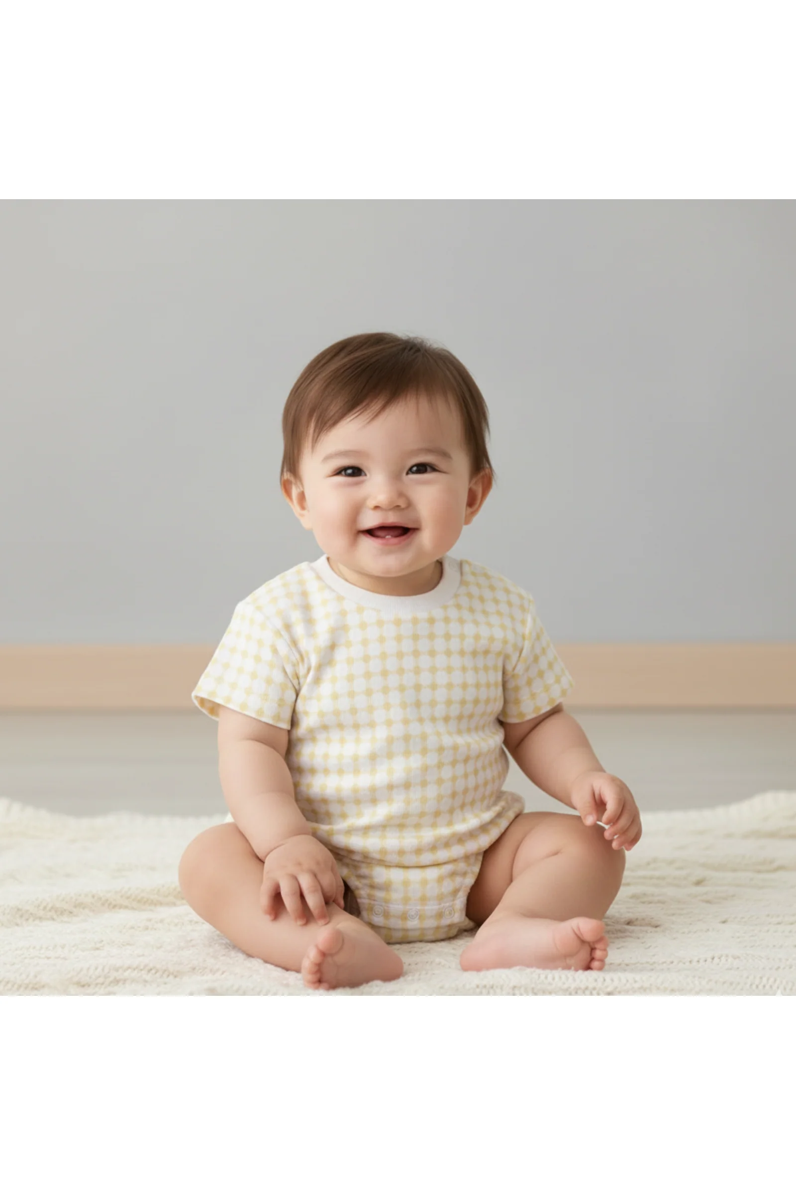Organic Short Sleeve Bubble Romper - Dotty Gingham