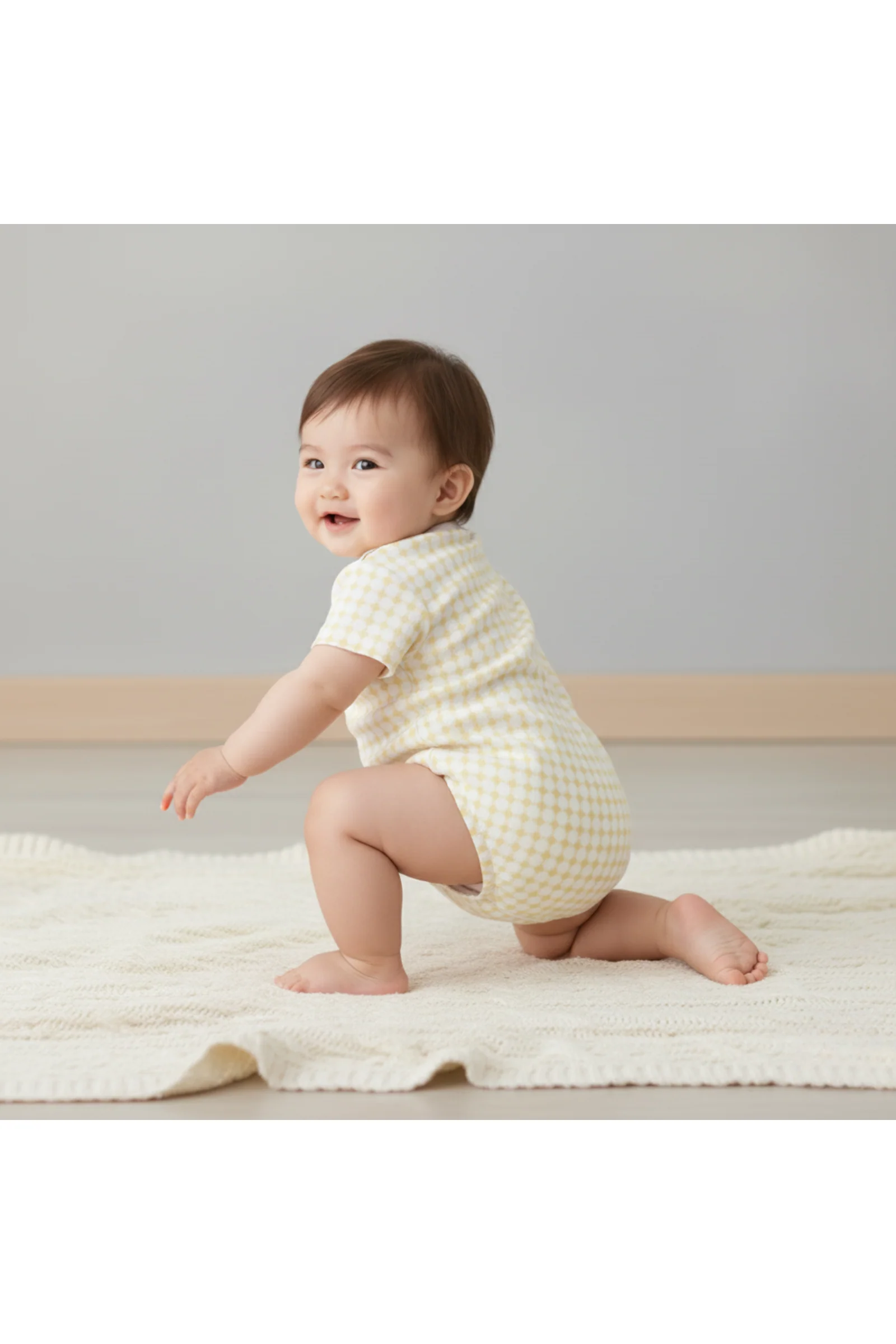 Organic Short Sleeve Bubble Romper - Dotty Gingham - Image 5