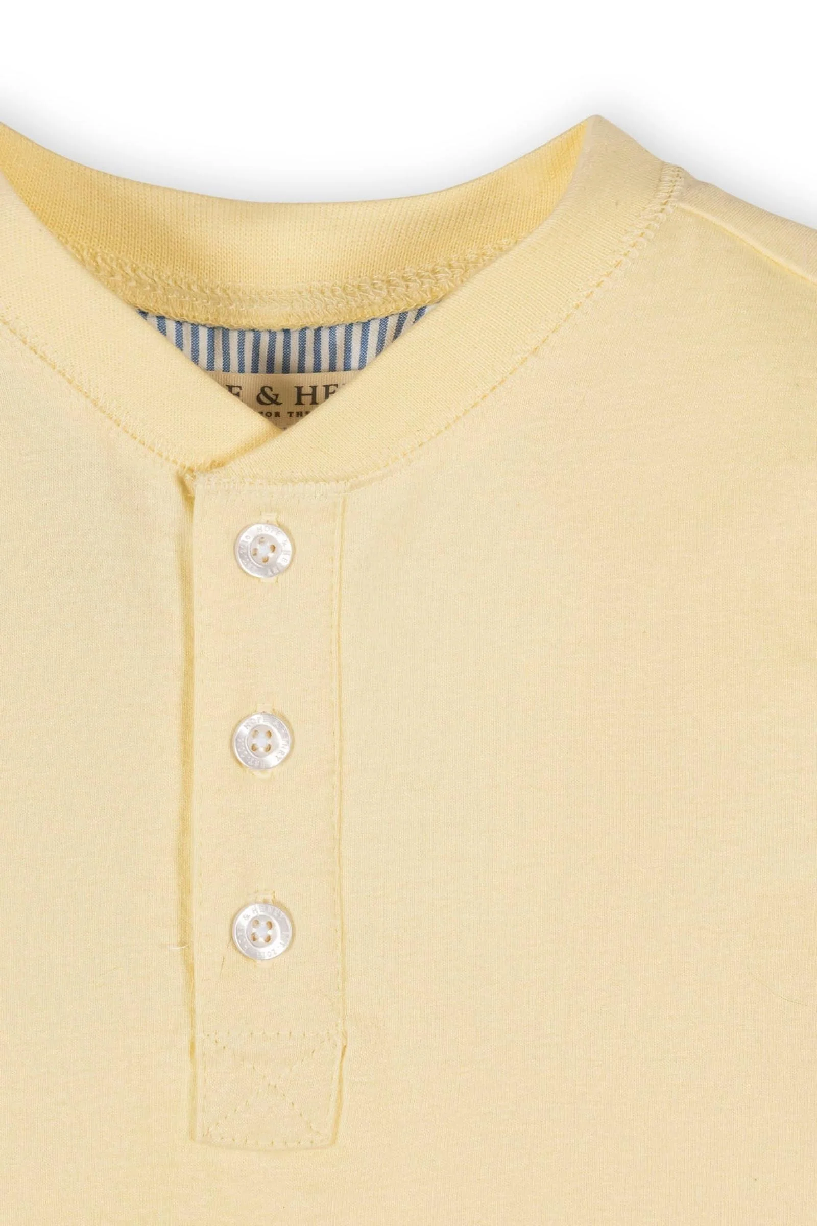 Hope & Henry Pale Yellow Organic Cotton Short Sleeve Henley T-Shirt for Boys, Sizes 2T-18 - Image 3