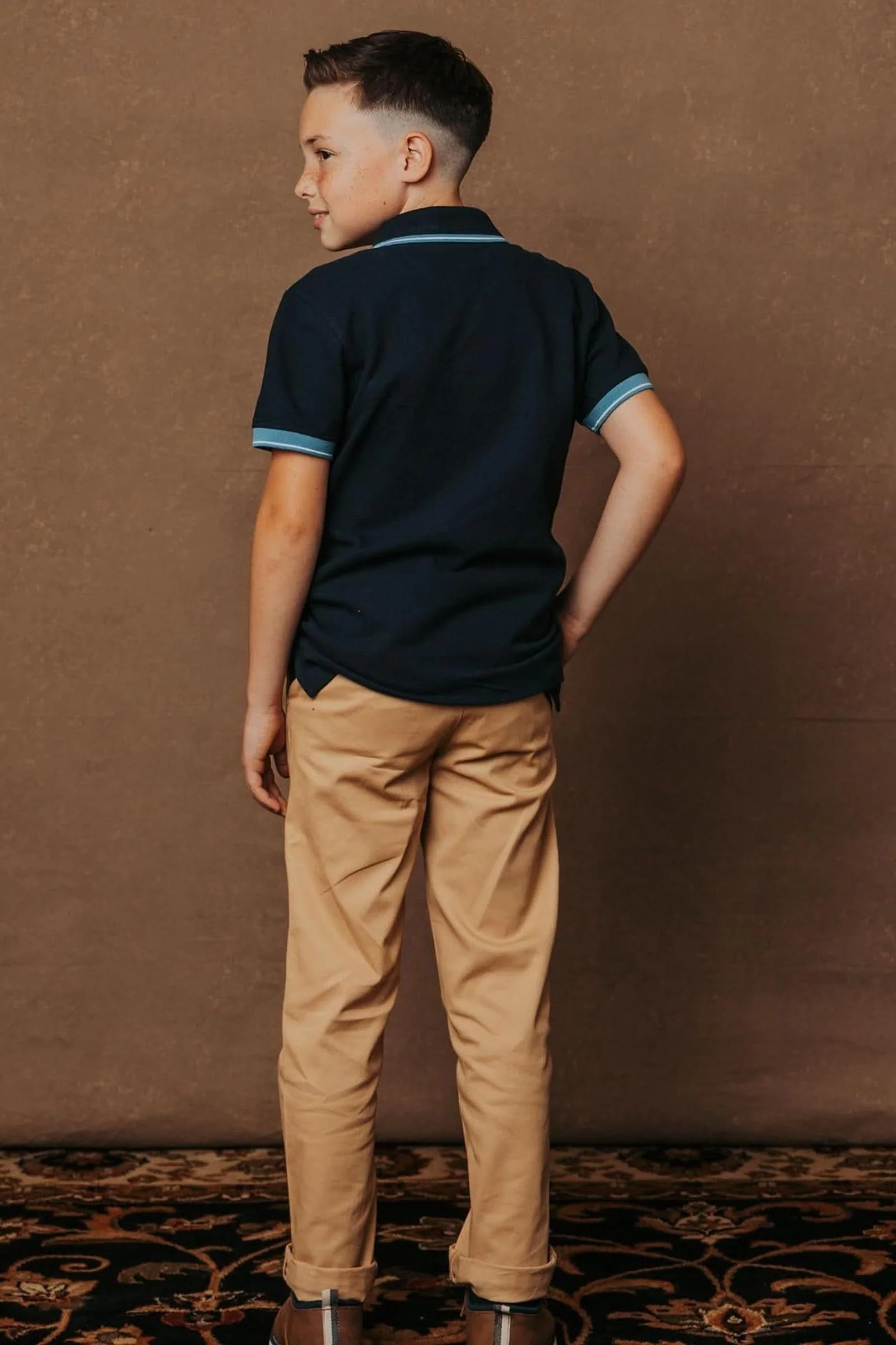 Hope & Henry Organic Cotton Skinny Stretch Chino for Boys, Khaki, Sizes 2-16 - Image 5