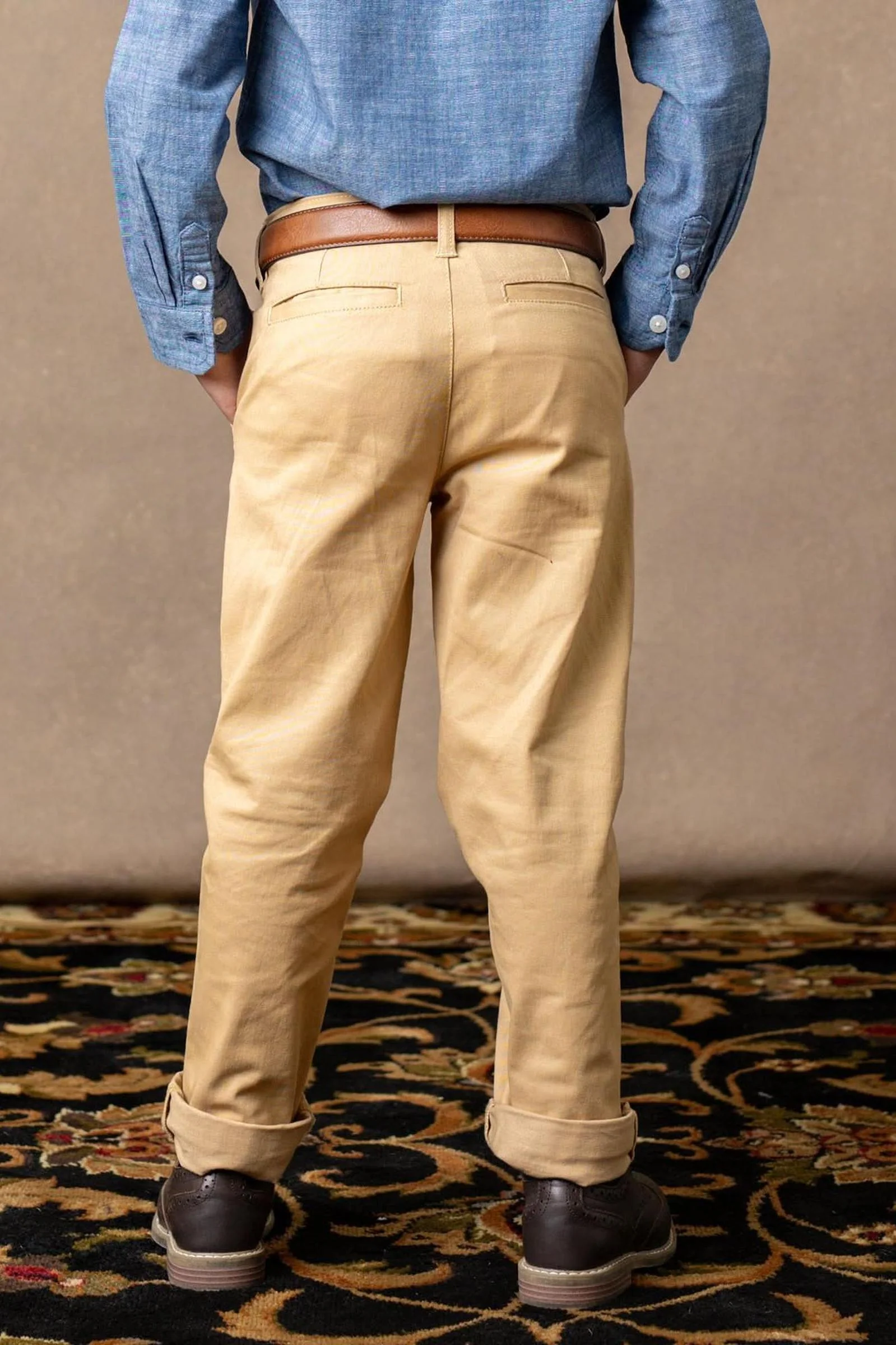 Hope & Henry Organic Cotton Skinny Stretch Chino for Boys, Khaki, Sizes 2-16 - Image 6