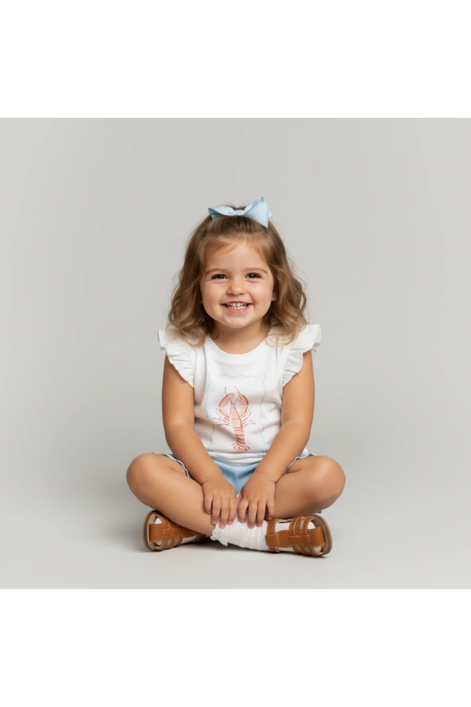 Organic Sleeveless Flutter Top & Shorts Set - Lobster - Image 3
