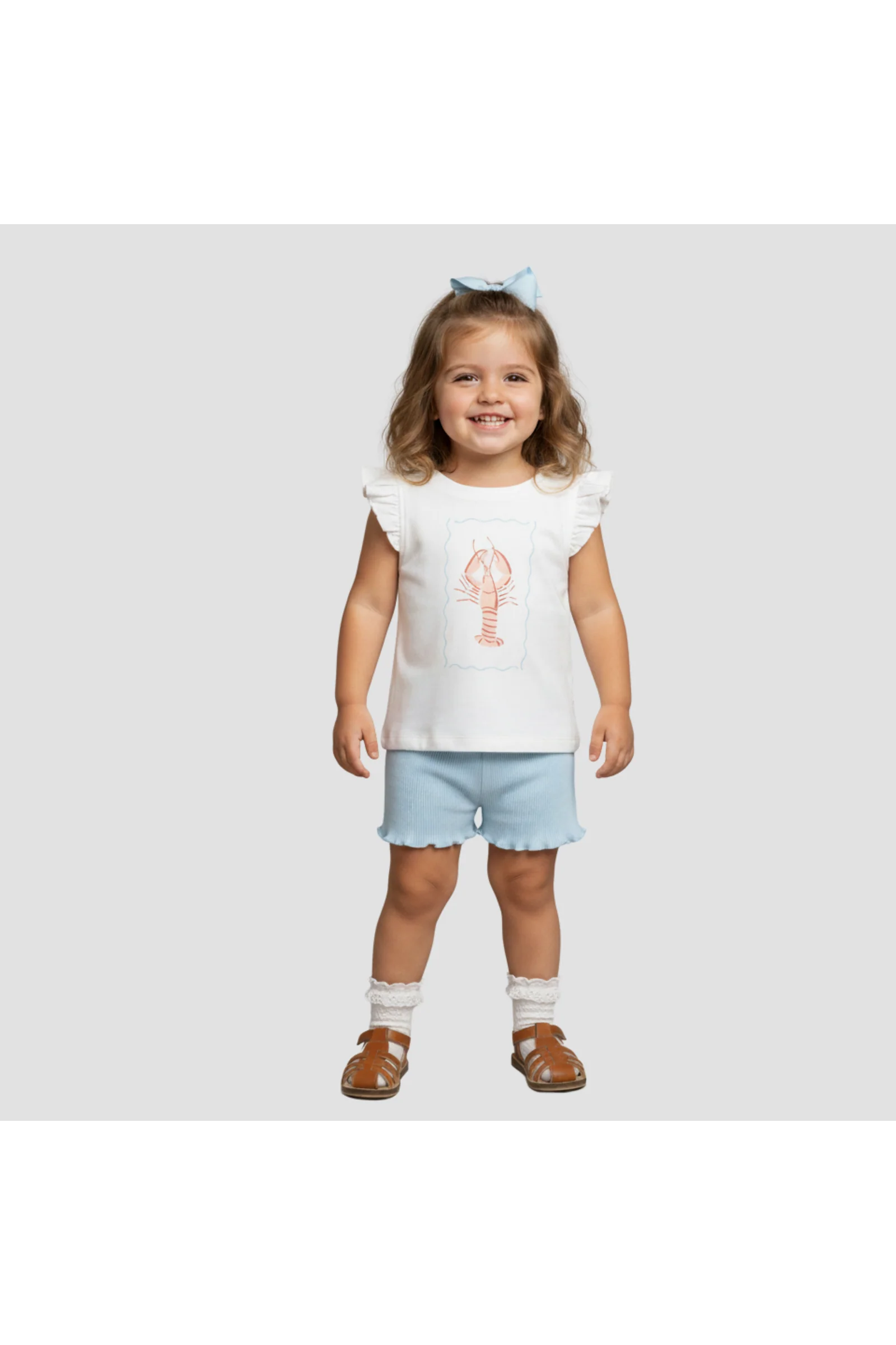 Organic Sleeveless Flutter Top & Shorts Set - Lobster - Image 4