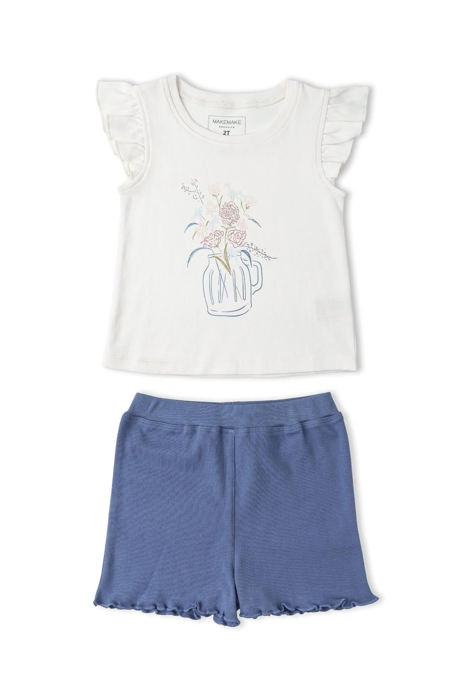 Organic Sleeveless Flutter Top & Shorts Set - Spring Floral - Image 2