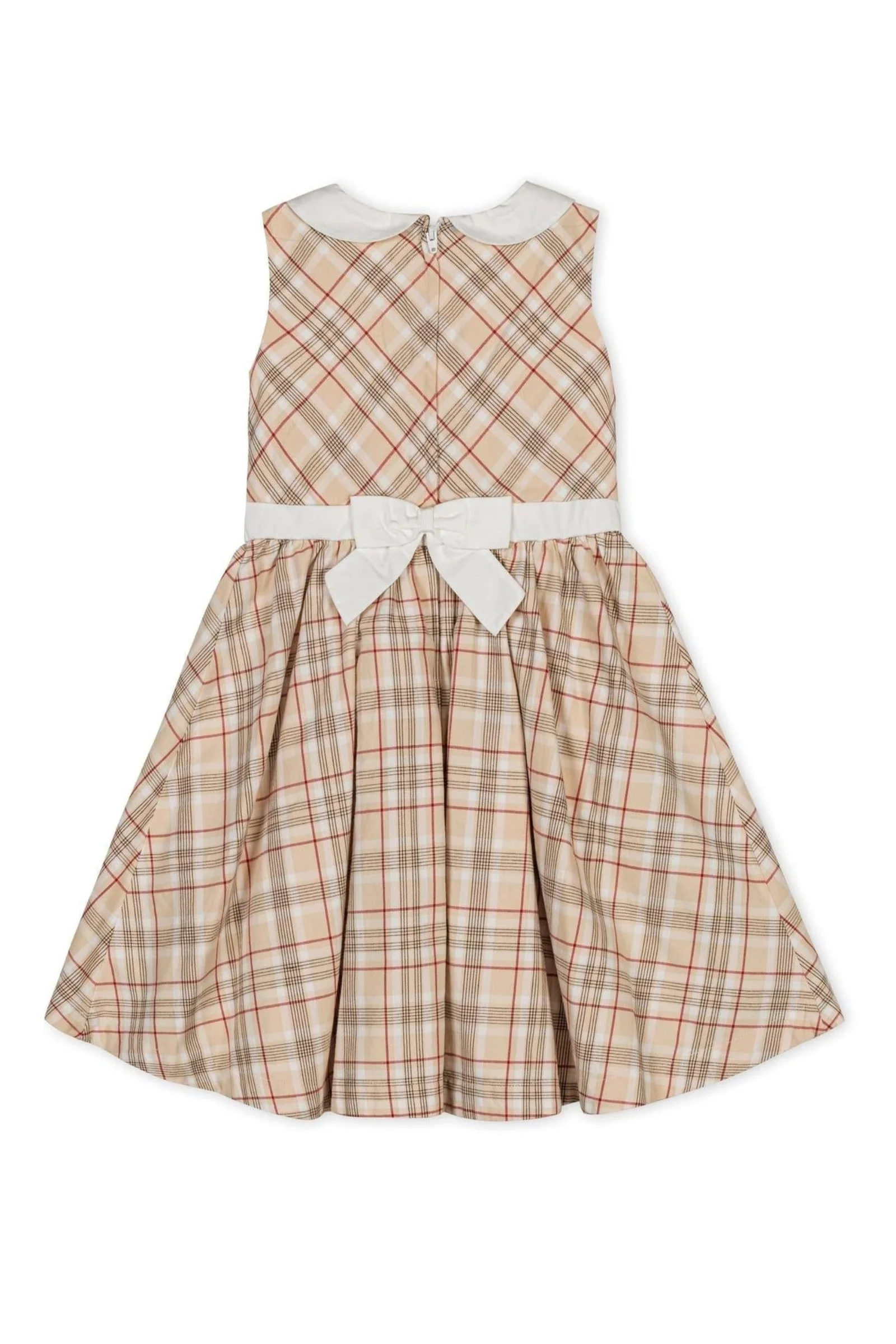 Hope & Henry Organic Cotton Sleeveless Peter Pan Collar Party Dress, Ivory Fireside Plaid, Toddler & Kids - Image 4