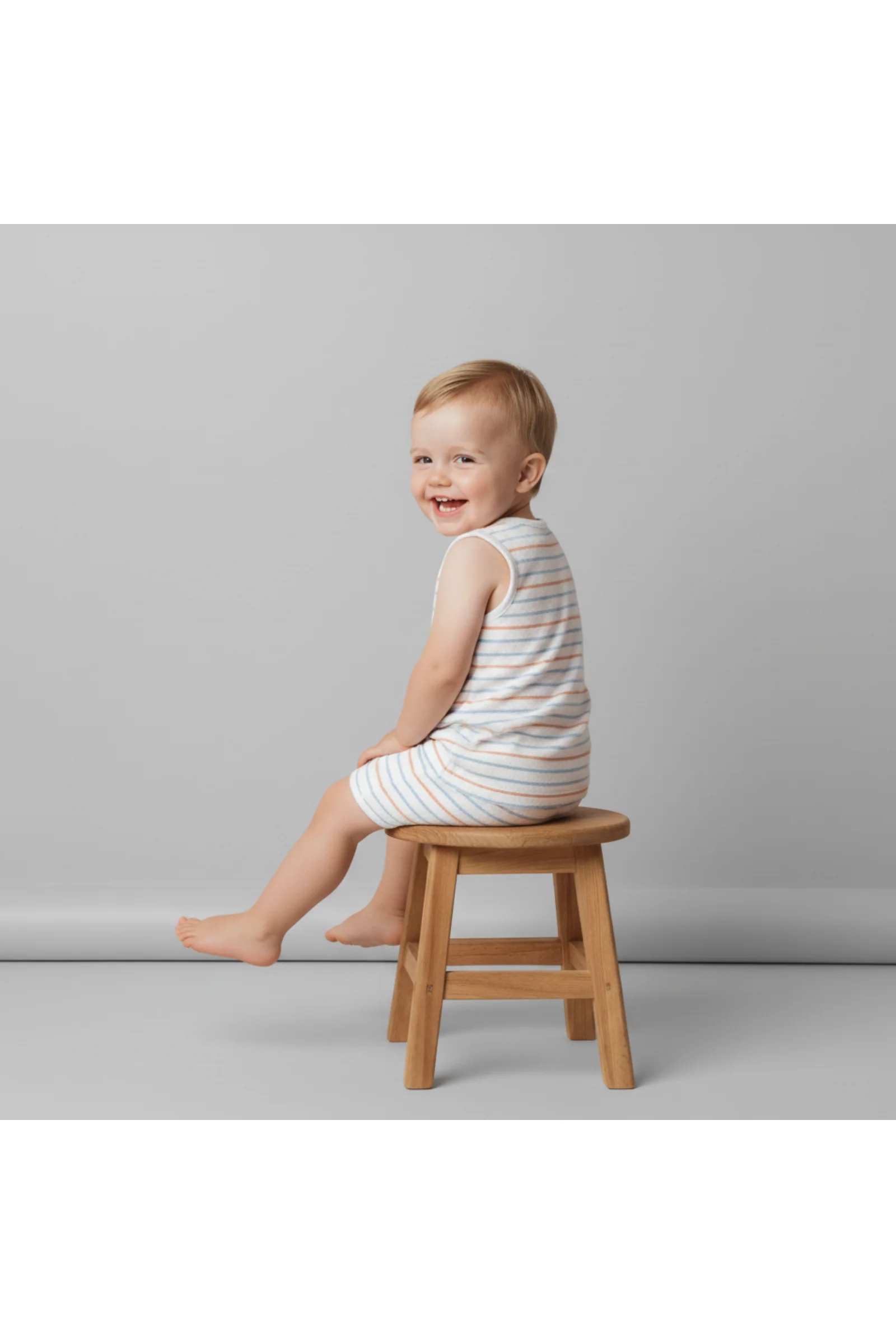 Organic Sleeveless Tee & Shorts Set - Cabana Stripes - Image 4