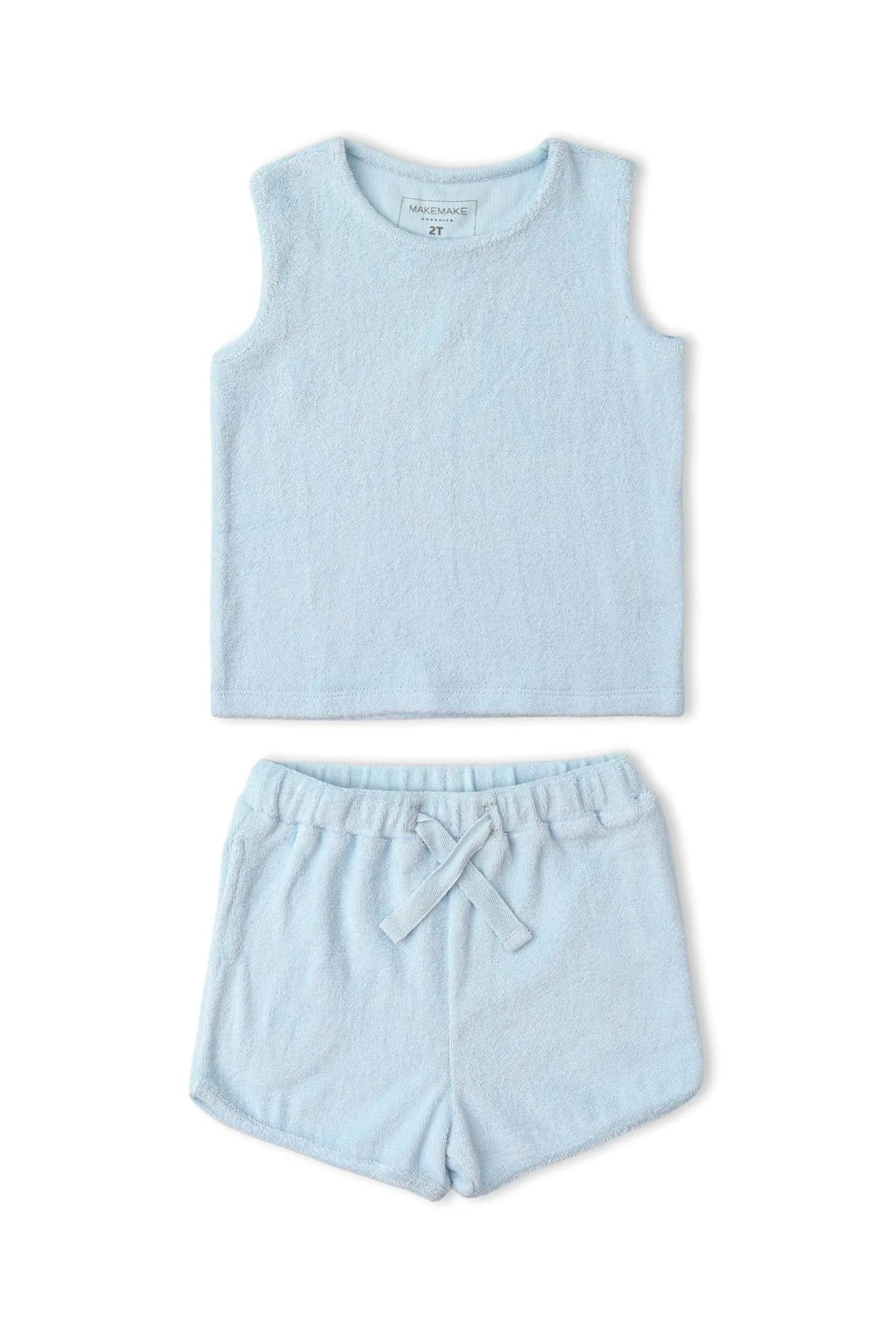 Organic Sleeveless Tee & Shorts Set - Light Blue - Image 2