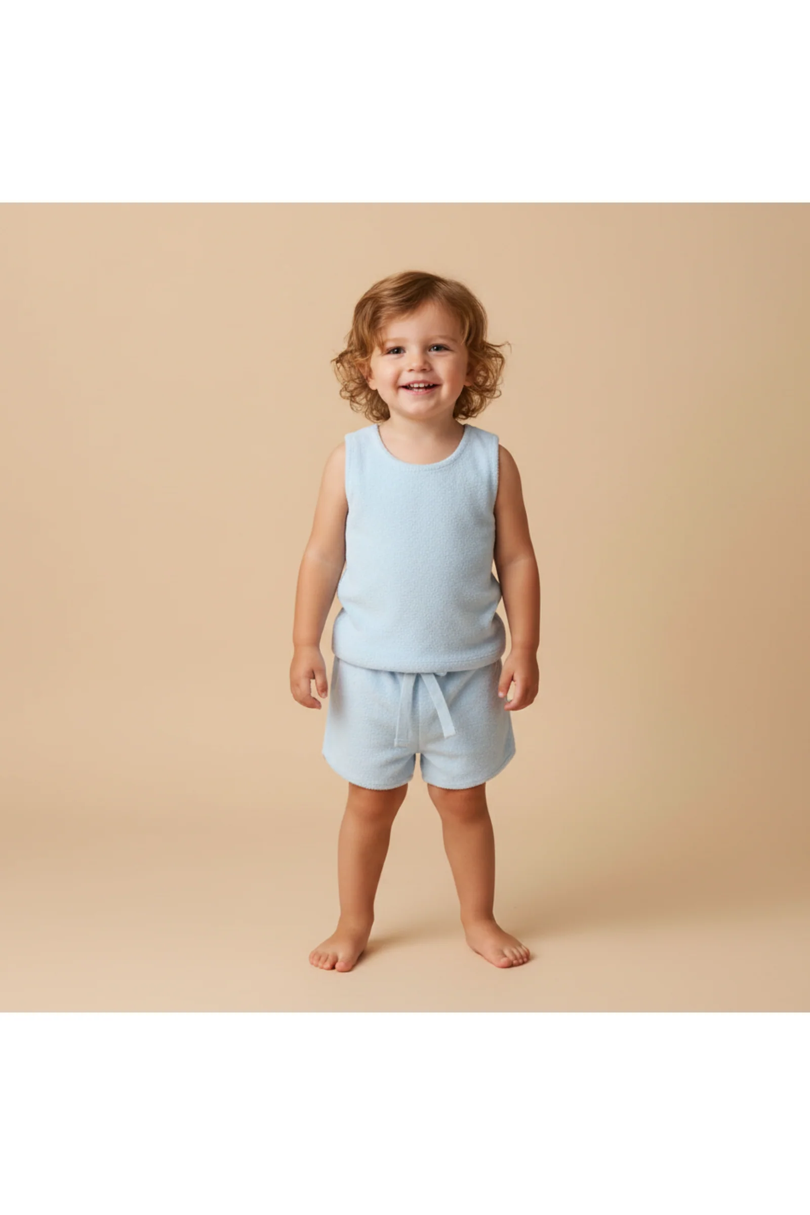 Organic Sleeveless Tee & Shorts Set - Light Blue - Image 3