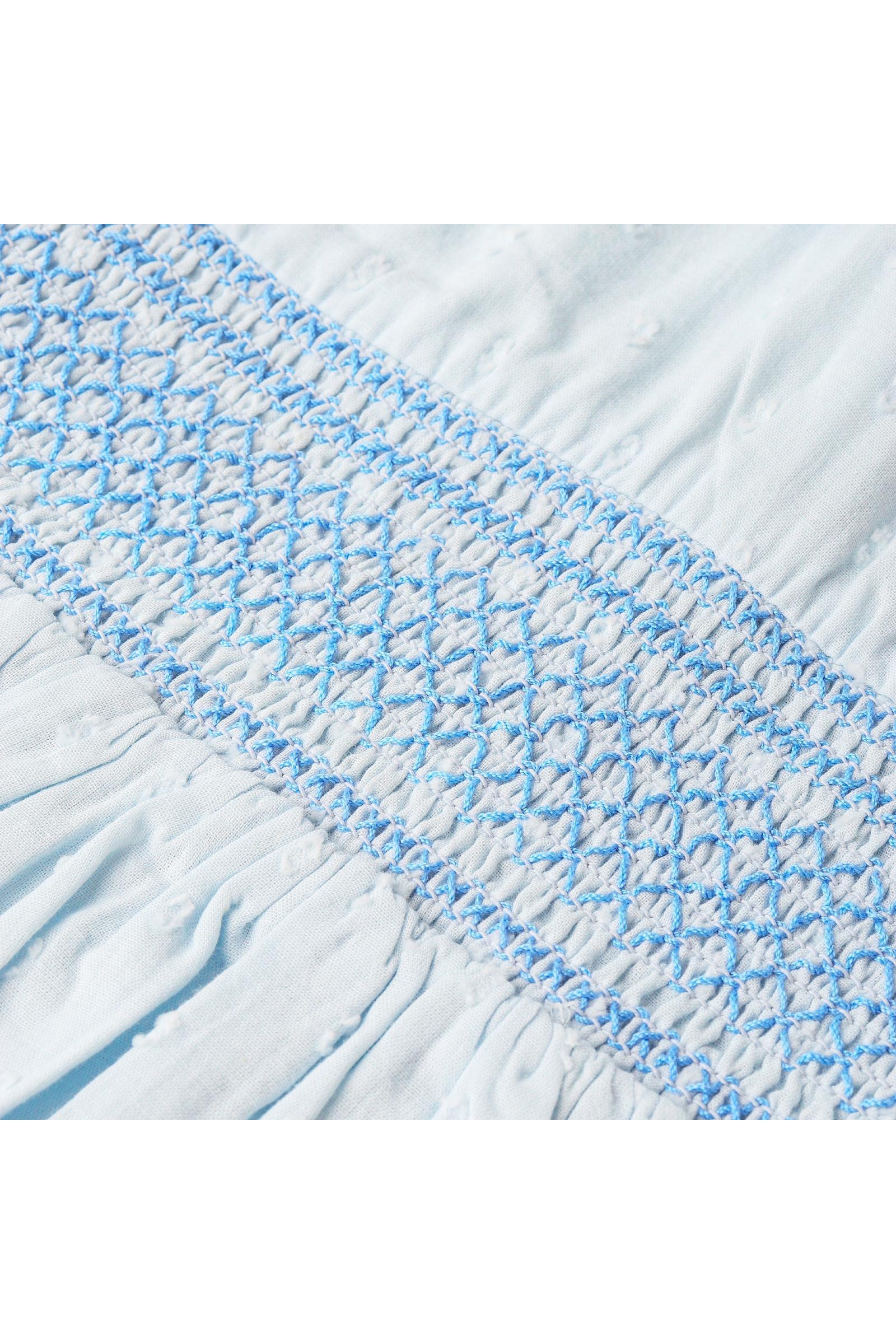 Organic Smocked Collar Dress - Light Blue - Image 4