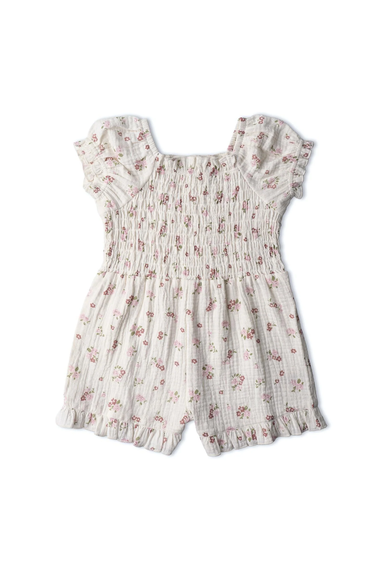 Organic Smocked Jumpsuit - Blush Floral - Image 2