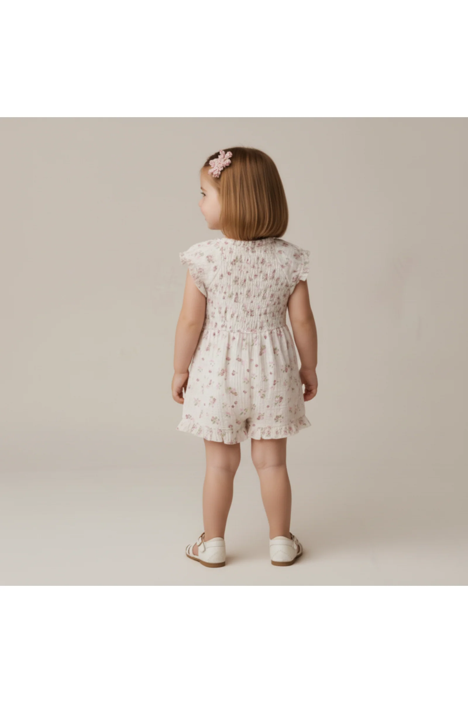 Organic Smocked Jumpsuit - Blush Floral - Image 3